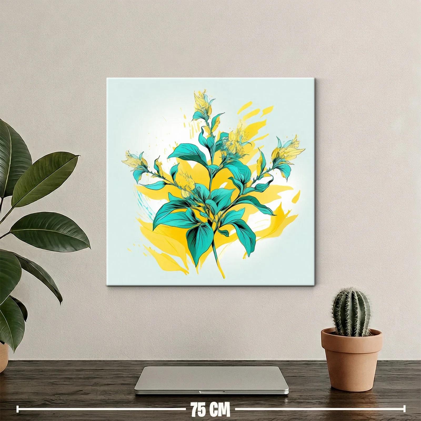 Flor Tropical vibrante en tonos turquesa y amarillo — miniatura 2