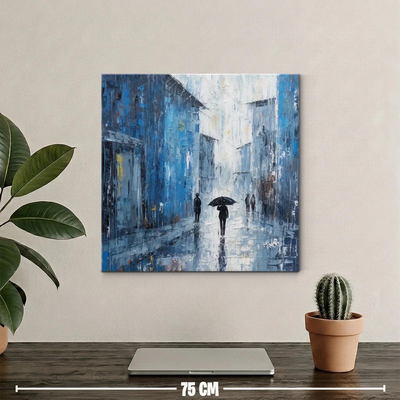 Callejones urbanas en lluvia con tonalidades azules — miniatura 2