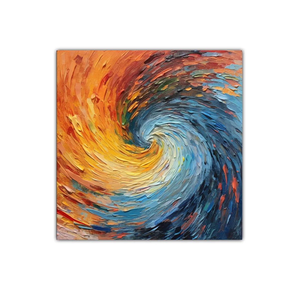 Cuadro decorativo espiral vibrante en tonos cálidos y fríos — imagen principal