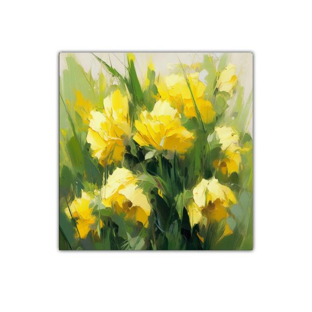 Cuadro Floral con Vibrantes Flores Amarillas y Verdes
