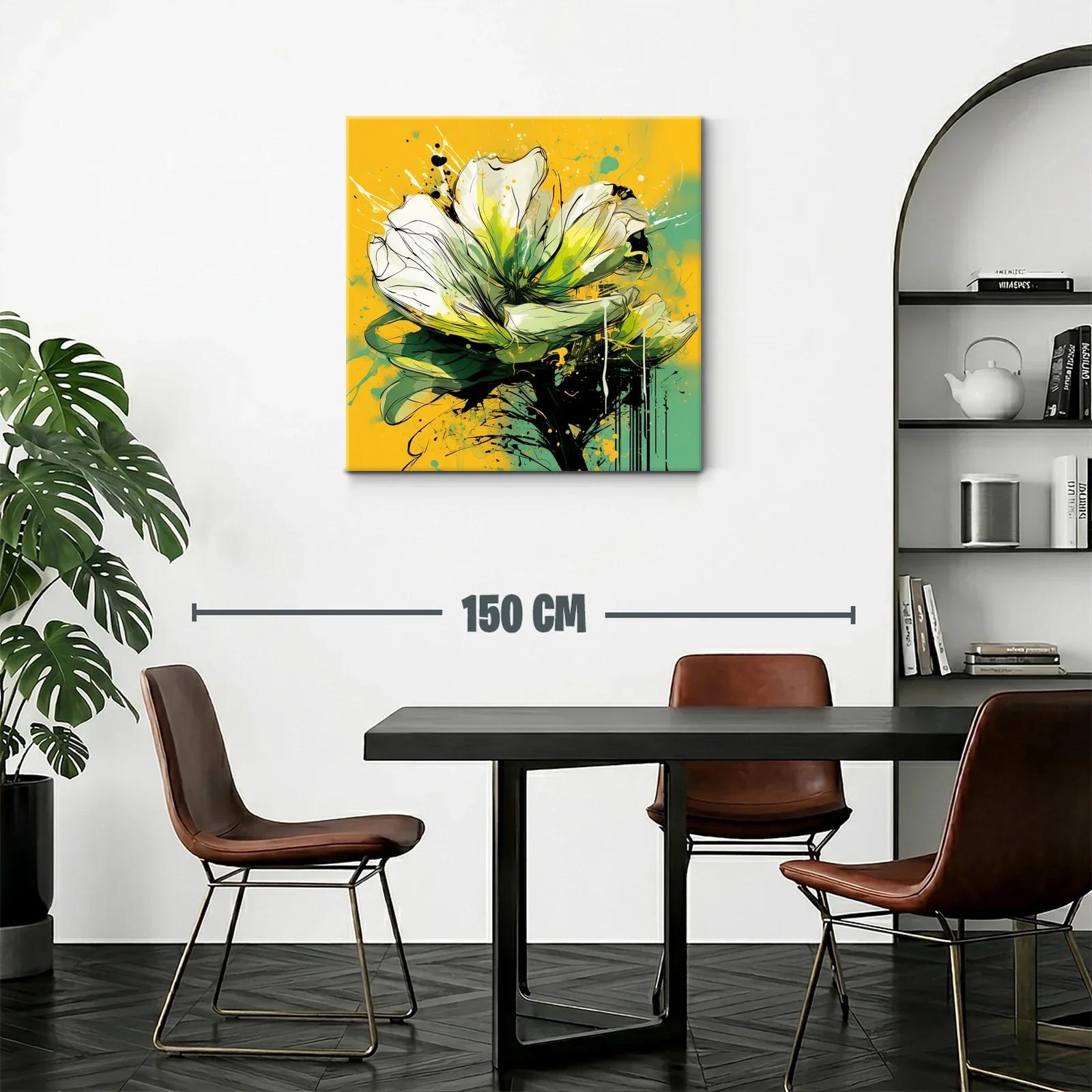 Flor abstracta vibrante en tonos verdes y amarillos — miniatura 2