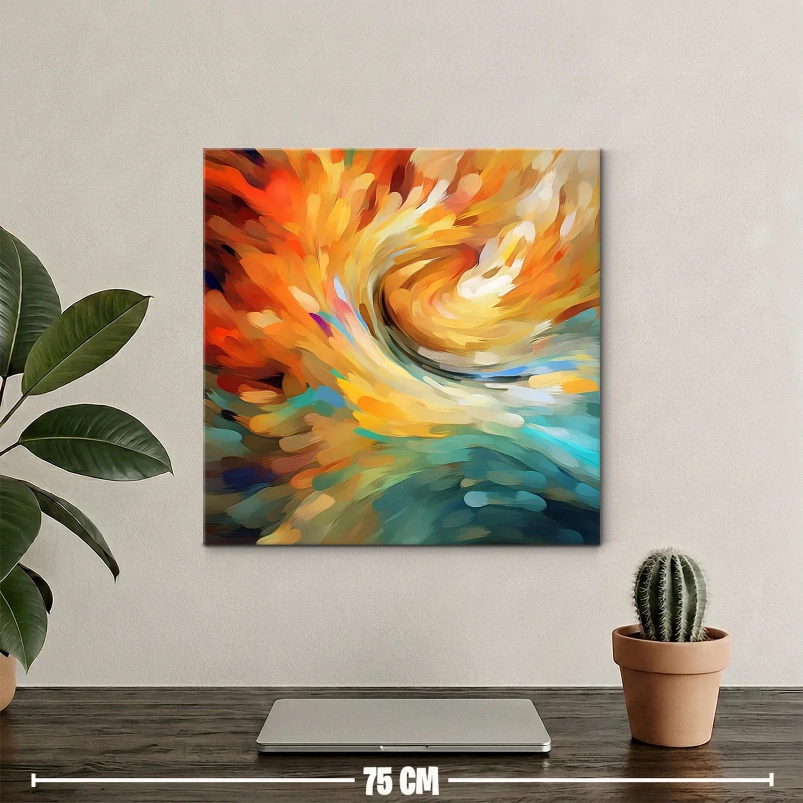 Cuadro abstracto con vibrantes tonos cálidos y fríos — miniatura 2