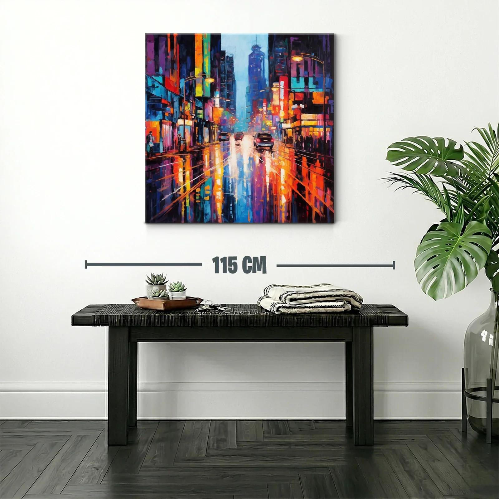 Ciudad vibrante con reflejos de luces de neón — miniatura 2