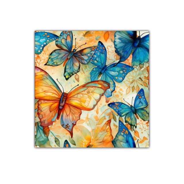 Mariposas vibrantes en tonos cálidos y azules
