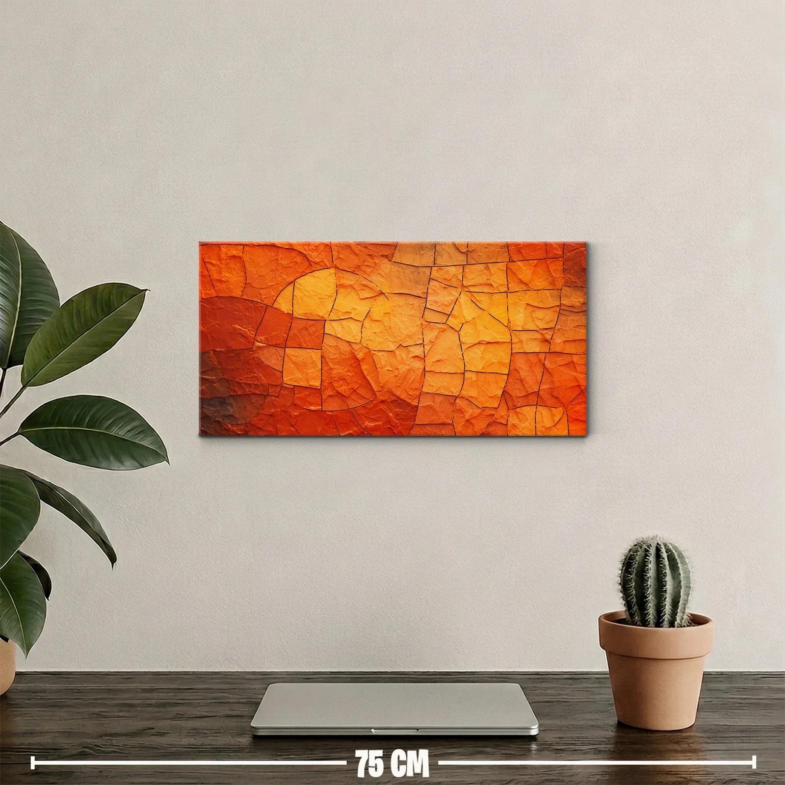 Cuadro mosaico abstracto naranja con círculos superpuestos — miniatura 2