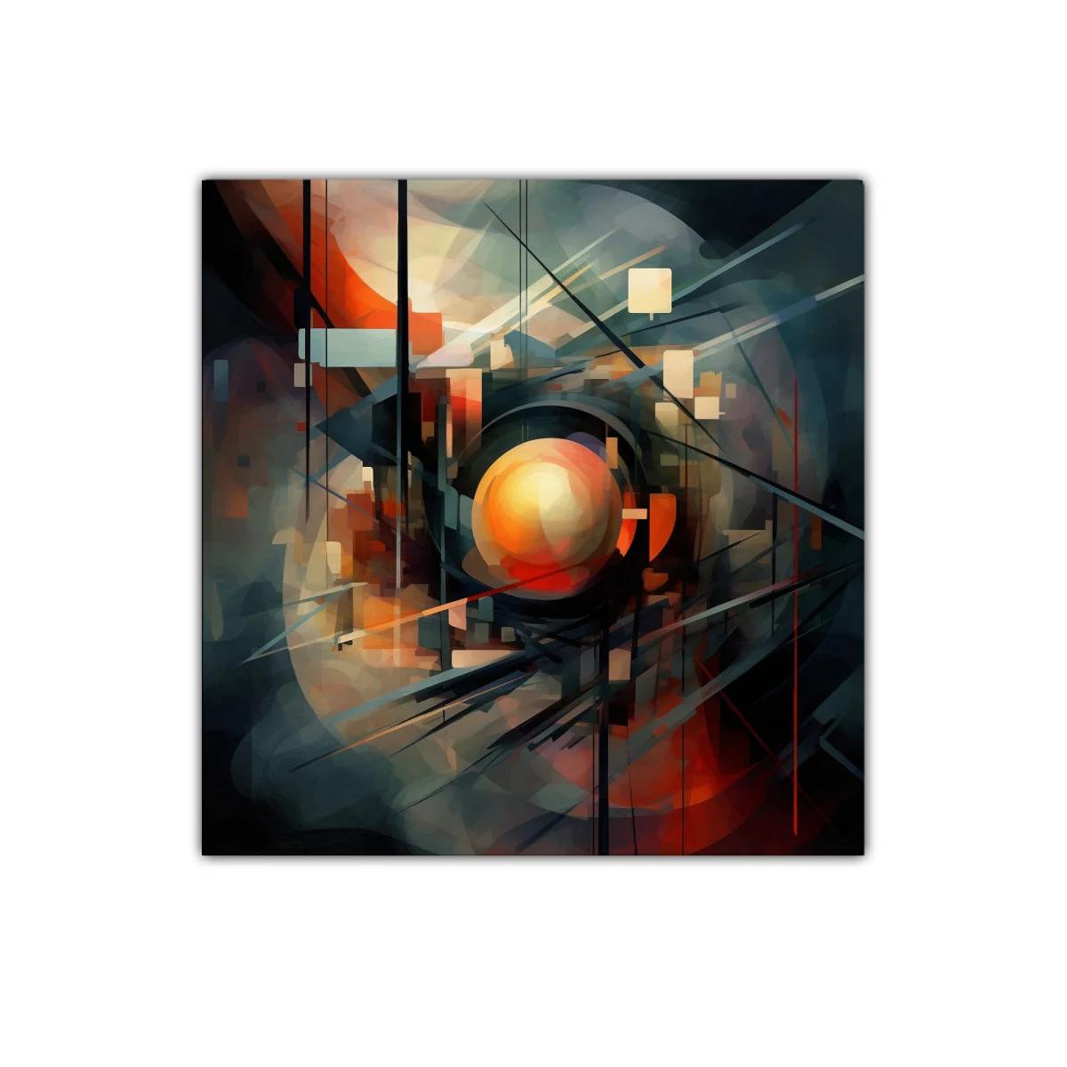 Composición abstracta con esfera central en tonos cálidos — miniatura 1