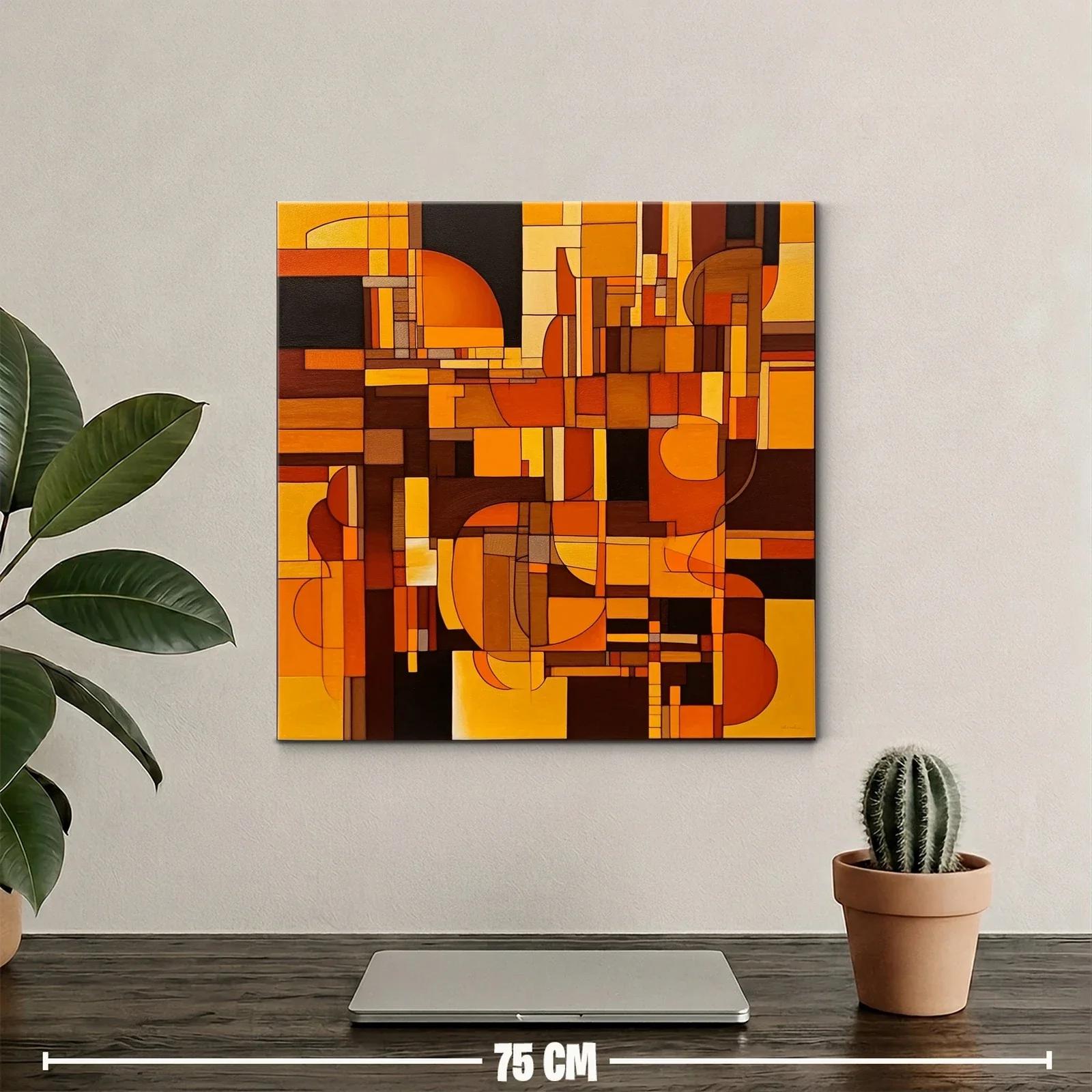 Cuadro abstracto con formas geométricas en tonos cálidos — miniatura 2