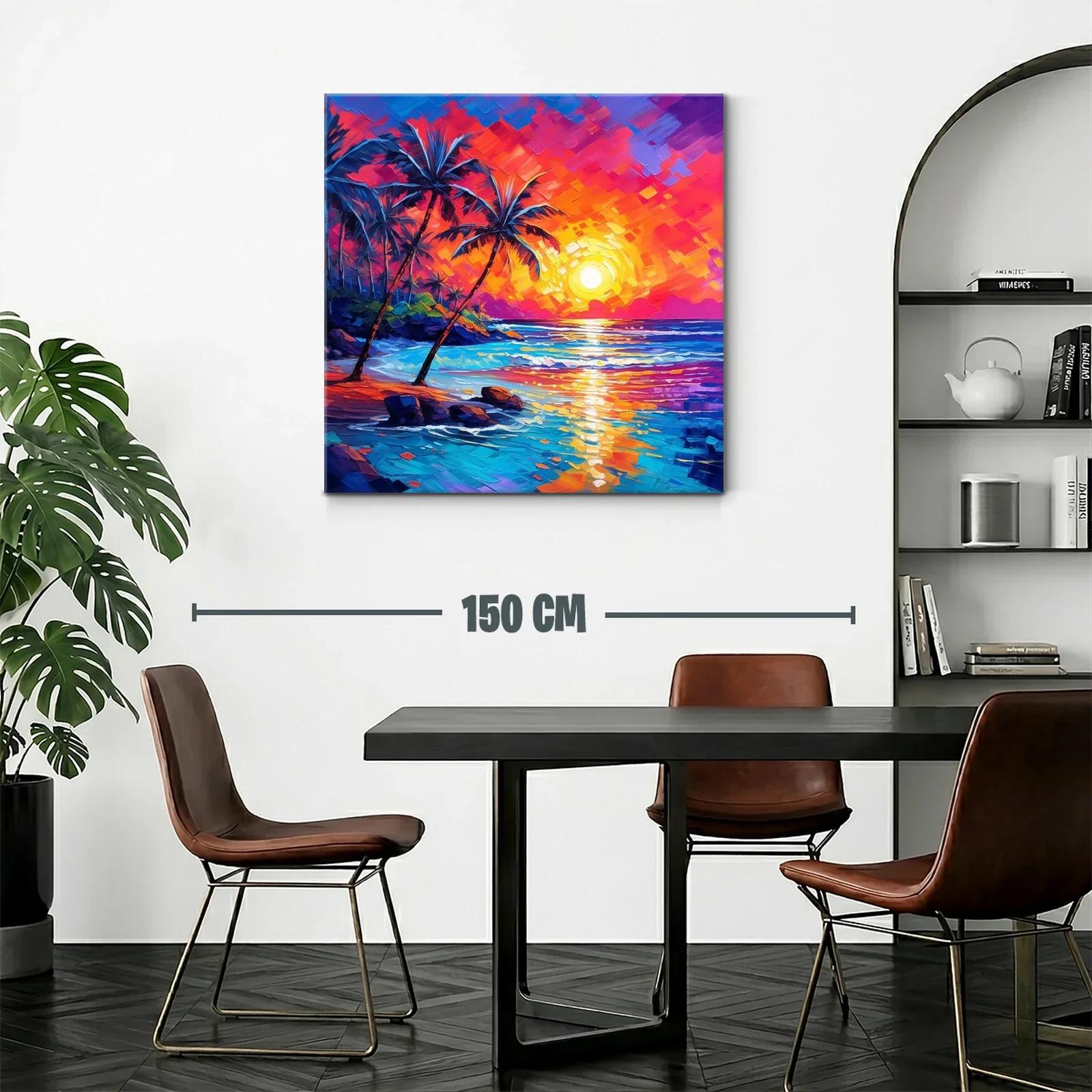 Atardecer vibrante con palmeras en la playa tropical — miniatura 2