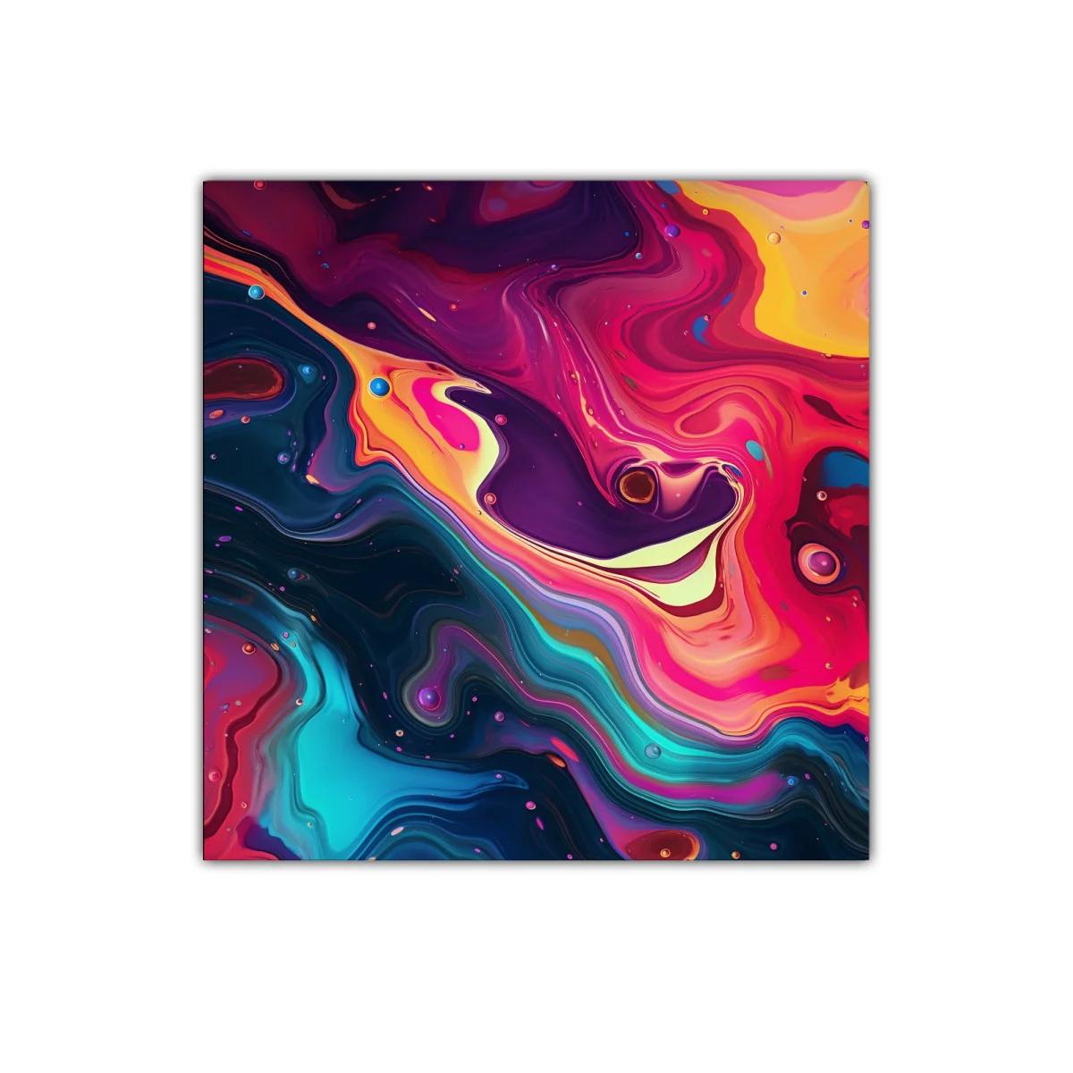 Cuadro abstracto con vibrantes ondas de color energético — miniatura 1