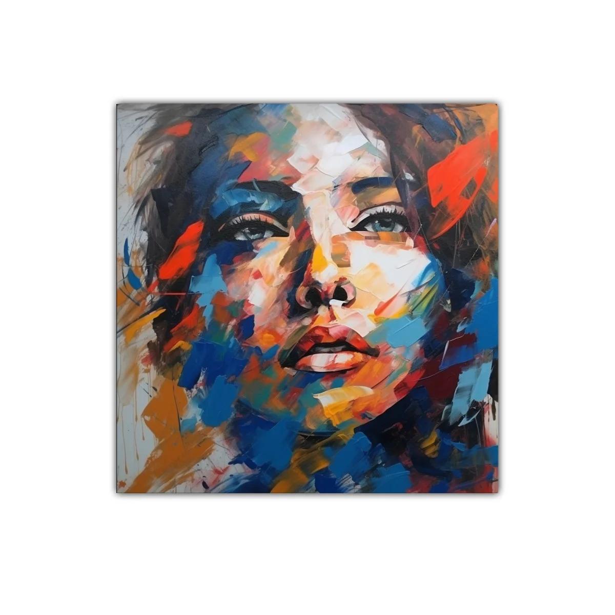Retrato abstracto femenino con explosión de color vibrante