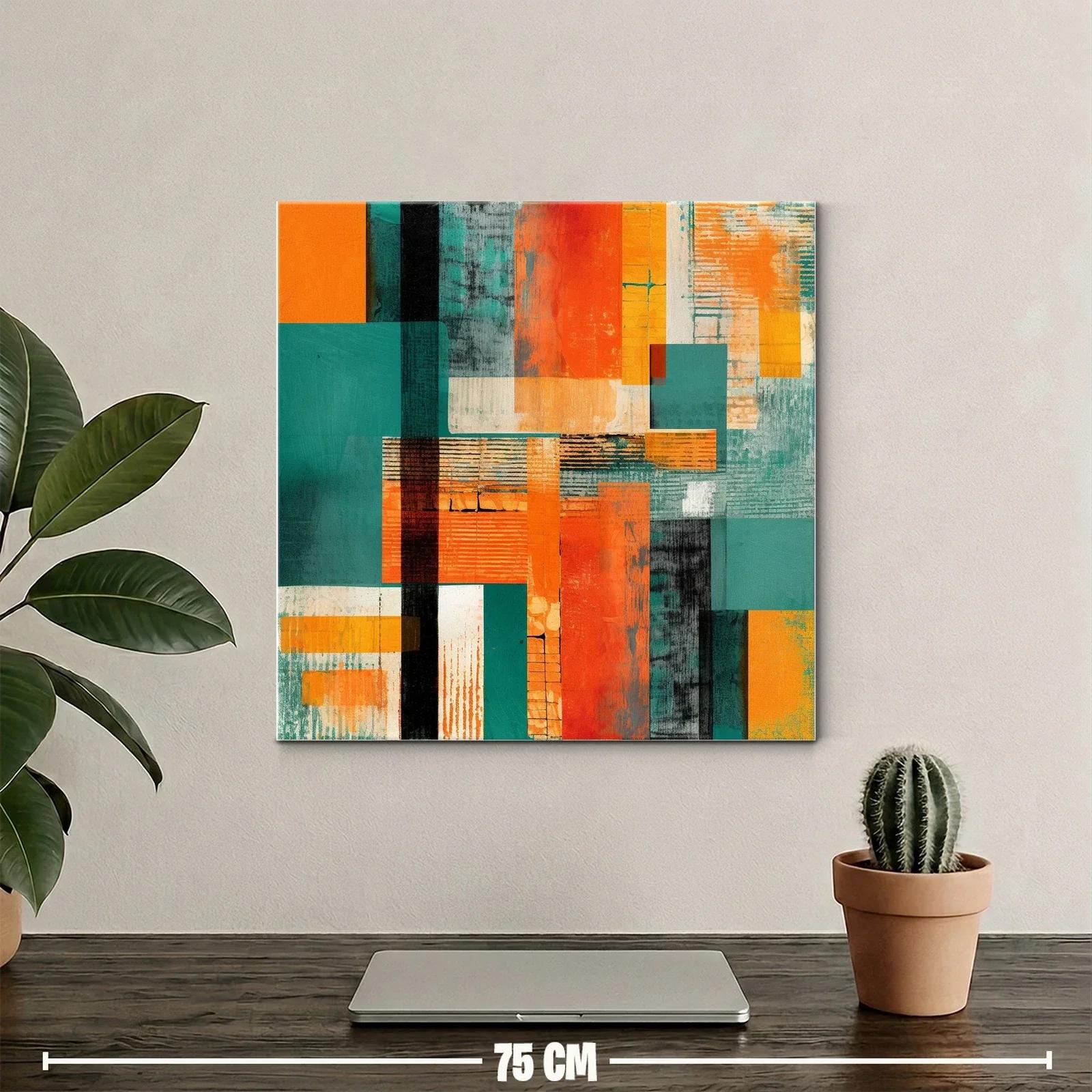 Composición abstracta con bloques en tonos cálidos y fríos — miniatura 2
