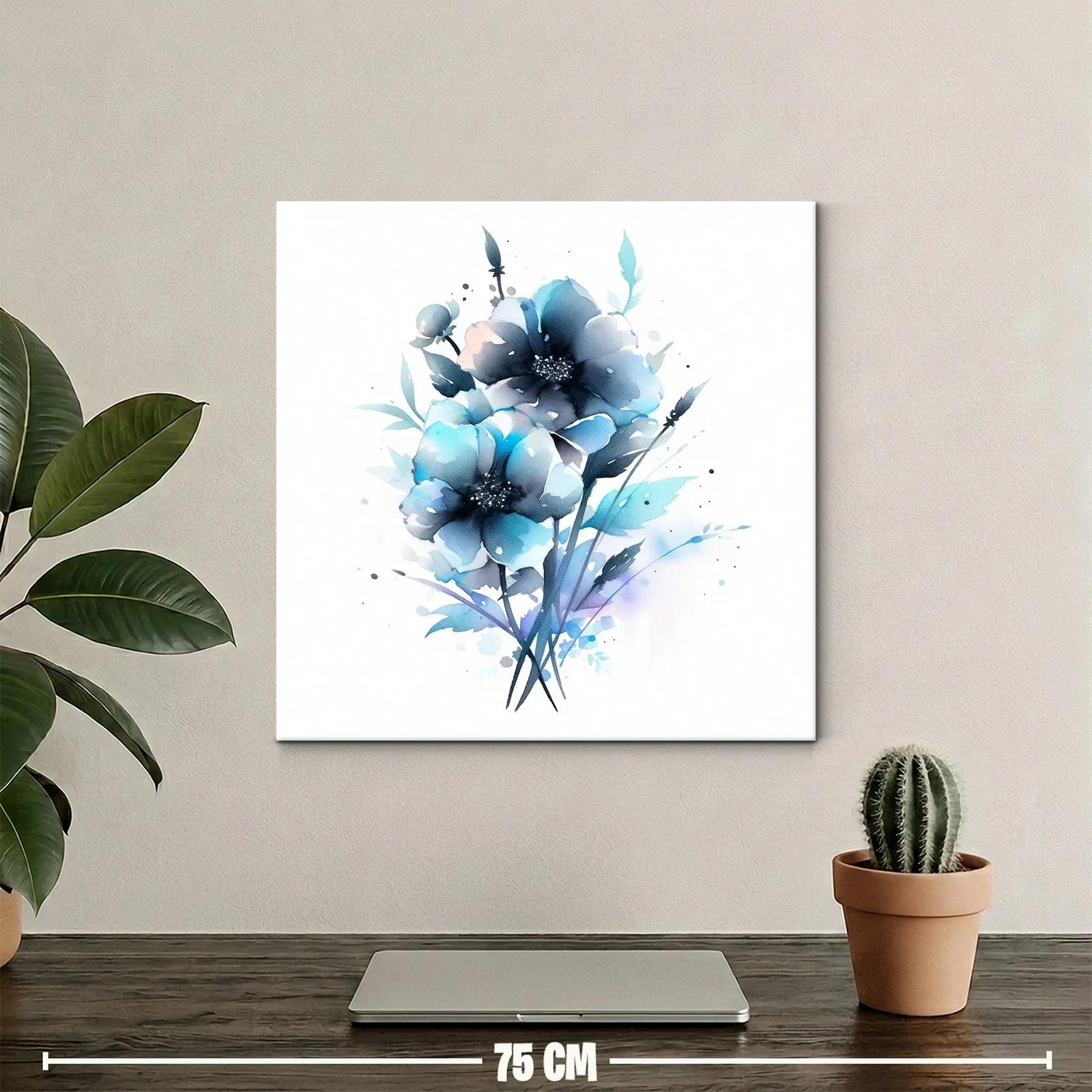 Flores en tonos azules y grises con estilo delicado y suave — miniatura 2
