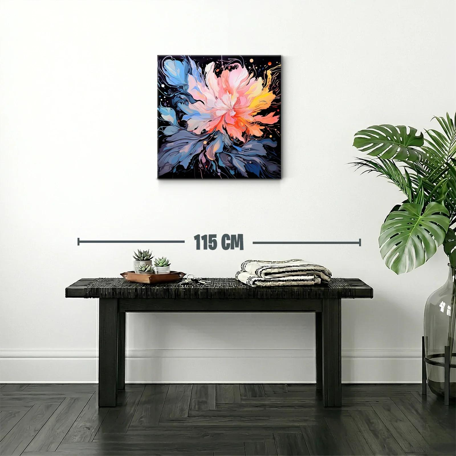 Cuadro floral abstracto con paleta vibrante y dinámica — miniatura 2