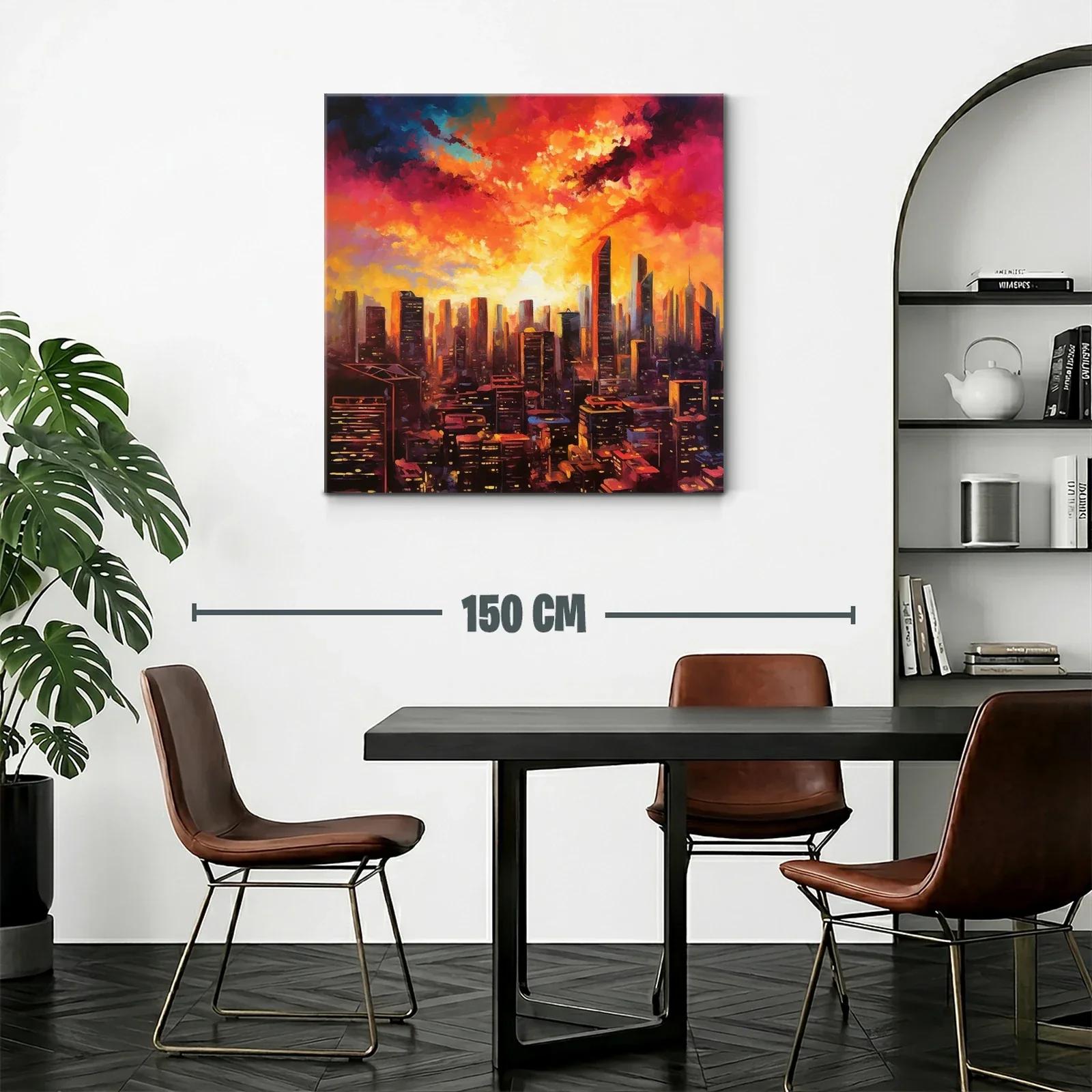 Atardecer urbano vibrante con rascacielos iluminados — miniatura 2