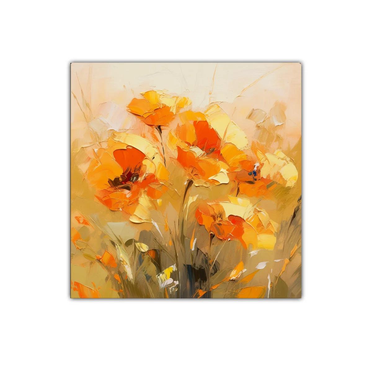 Cuadro decorativo con flores vibrantes en tonos cálidos — imagen principal