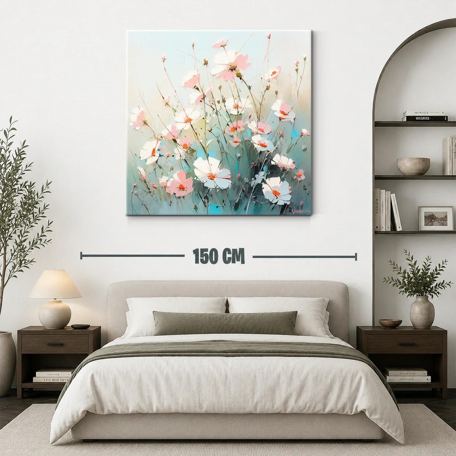 Cuadro con flores delicadas en tonos pastel y azul — miniatura 3