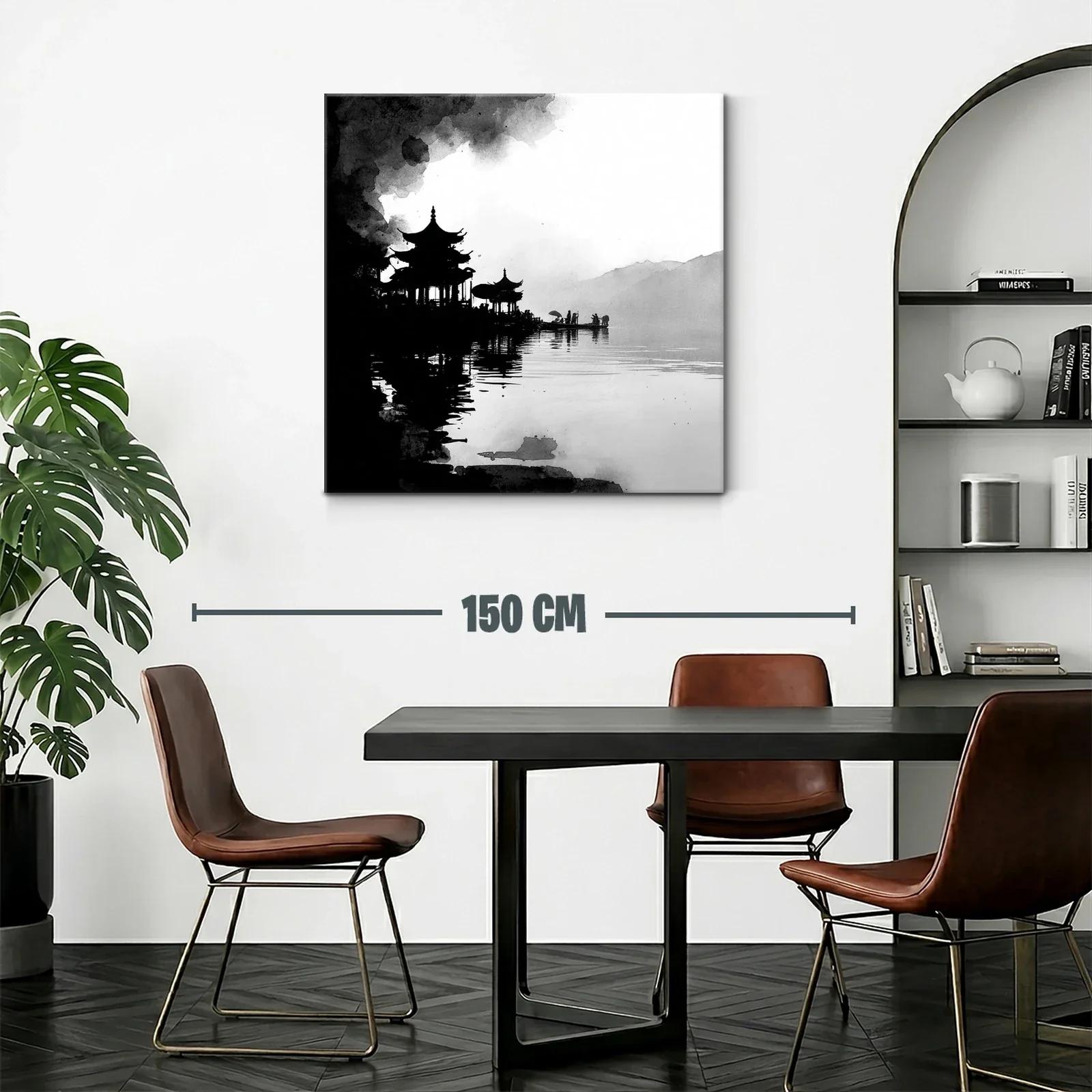 Serenidad oriental en acuarela en blanco y negro — miniatura 2