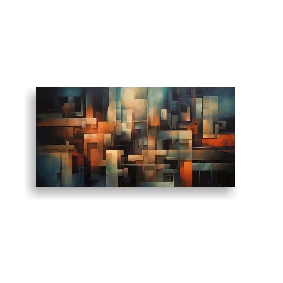 Cuadro abstracto de bloques rectangulares y luces contrastadas — imagen principal