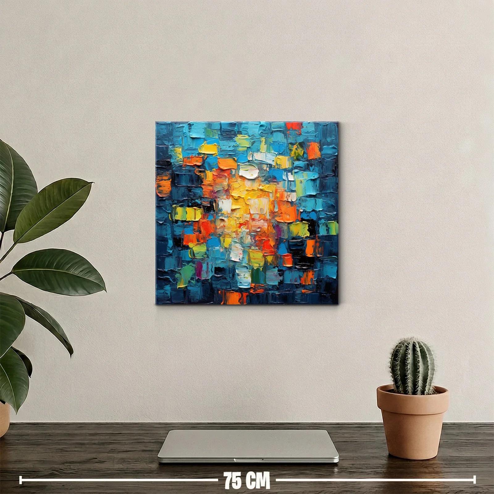 Cuadro abstracto vibrante con tonos intensos y contrastes luminosos — miniatura 2