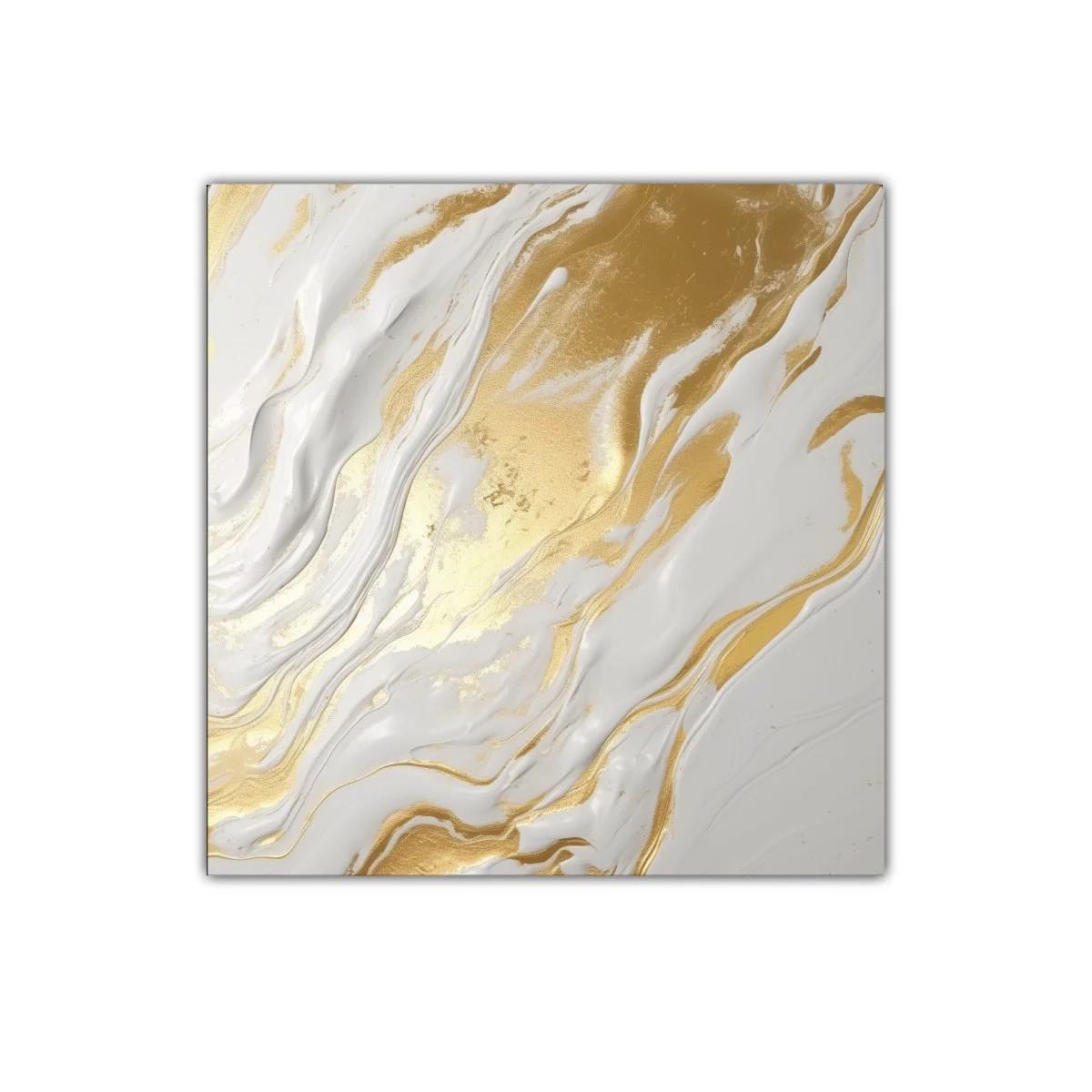 Cuadro abstracto en tonos dorados y blancos elegantes