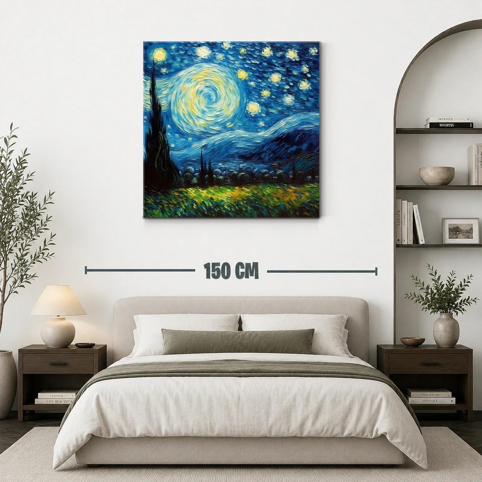 Paisaje nocturno con cielo estrellado y brillo vibrante — miniatura 3