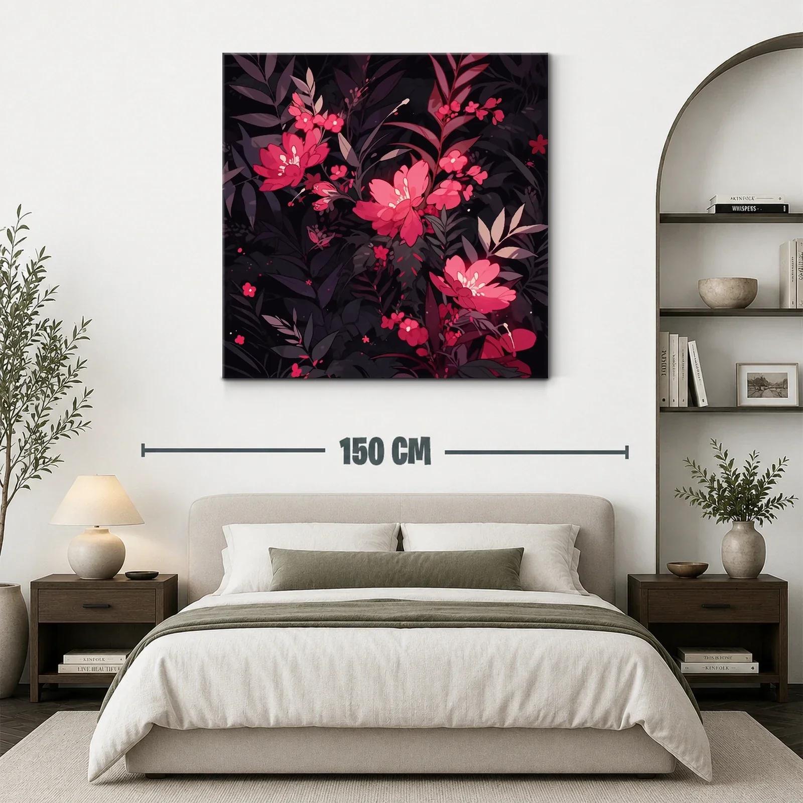 Cuadro de flores rojas sobre fondo oscuro elegante y moderno — miniatura 3
