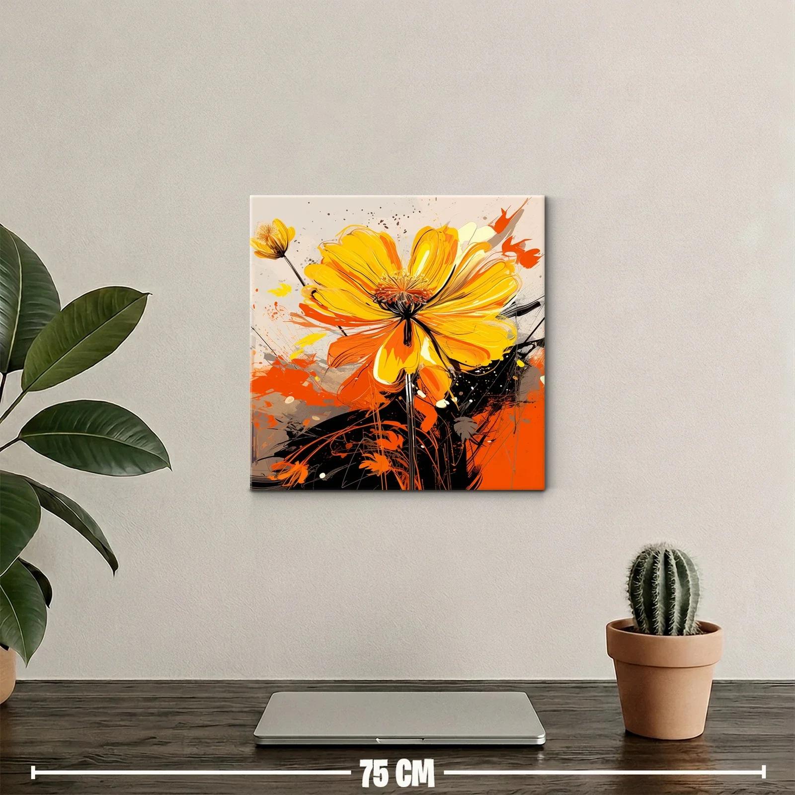 Cuadro vibrante con flor amarilla y naranja explosiva — miniatura 2