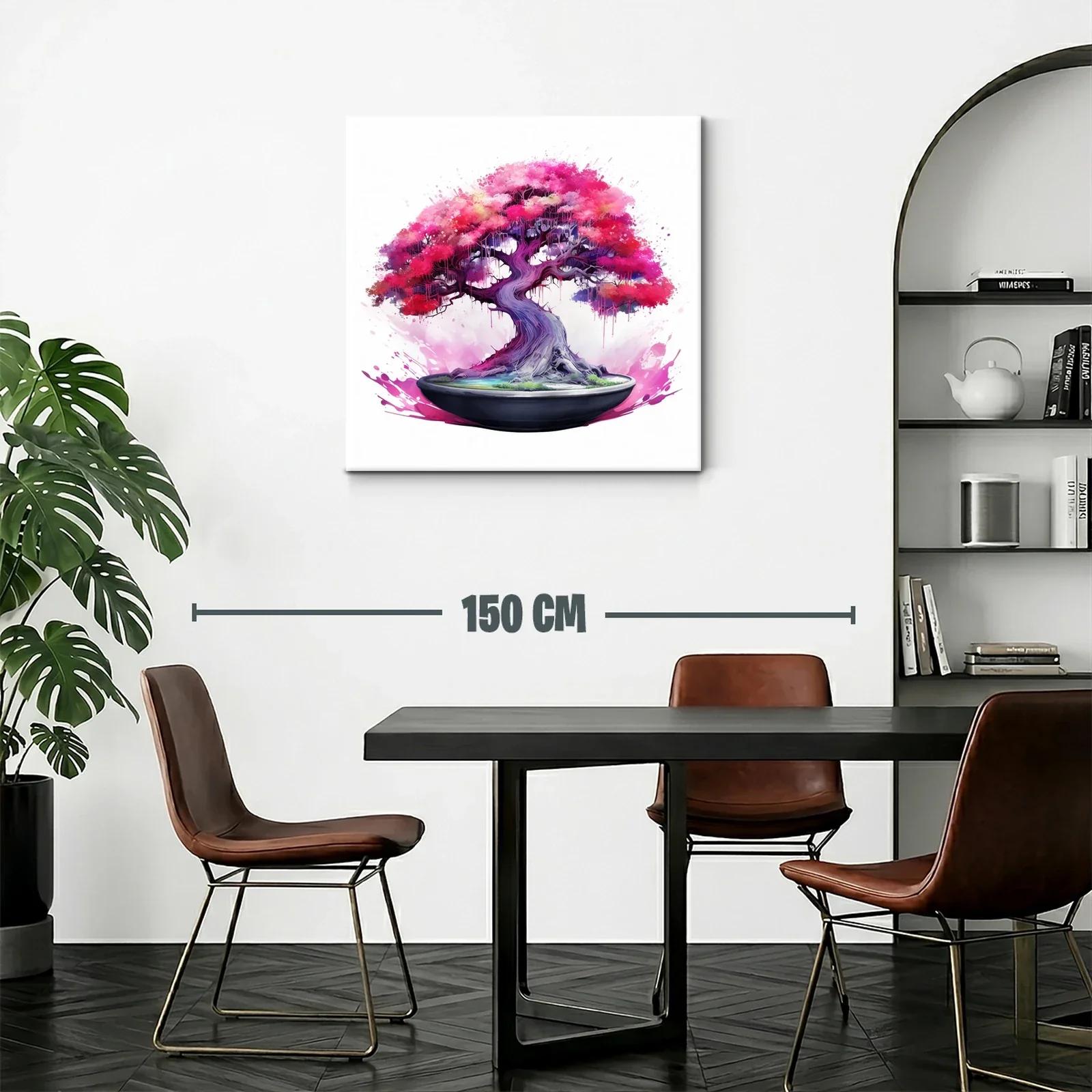 Arbol de bonsái fucsia y morado vibrante en maceta elegante — miniatura 2