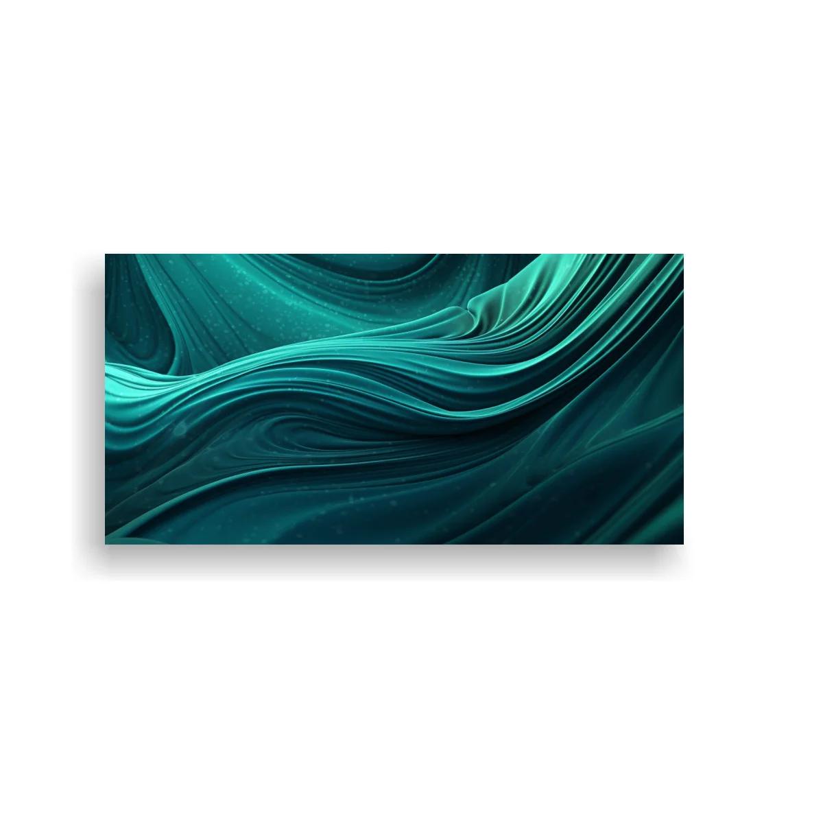 Cuadro ondas fluidas turquesa con pliegues brillantes