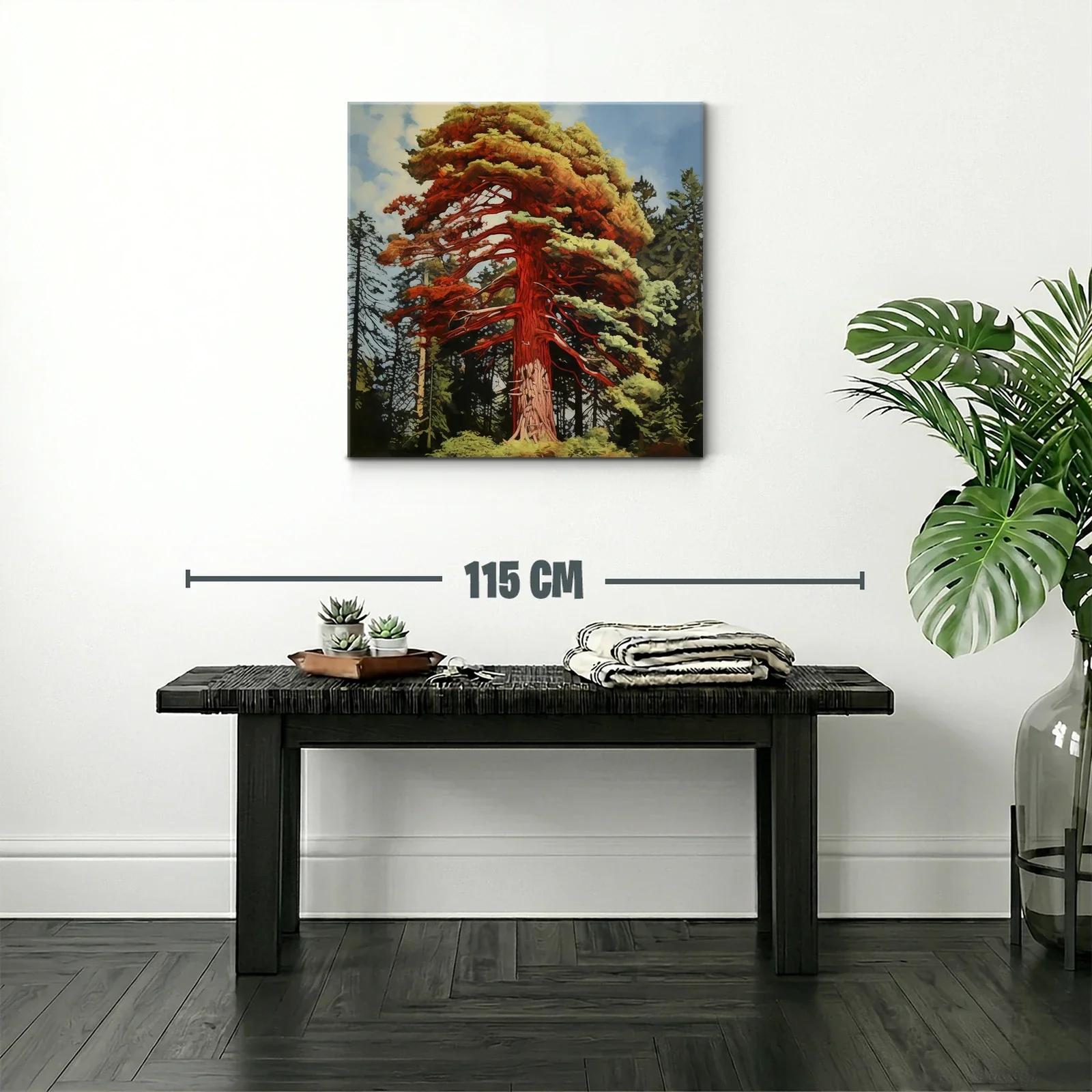 Imponente árbol rojo en bosque natural vibrante — miniatura 2