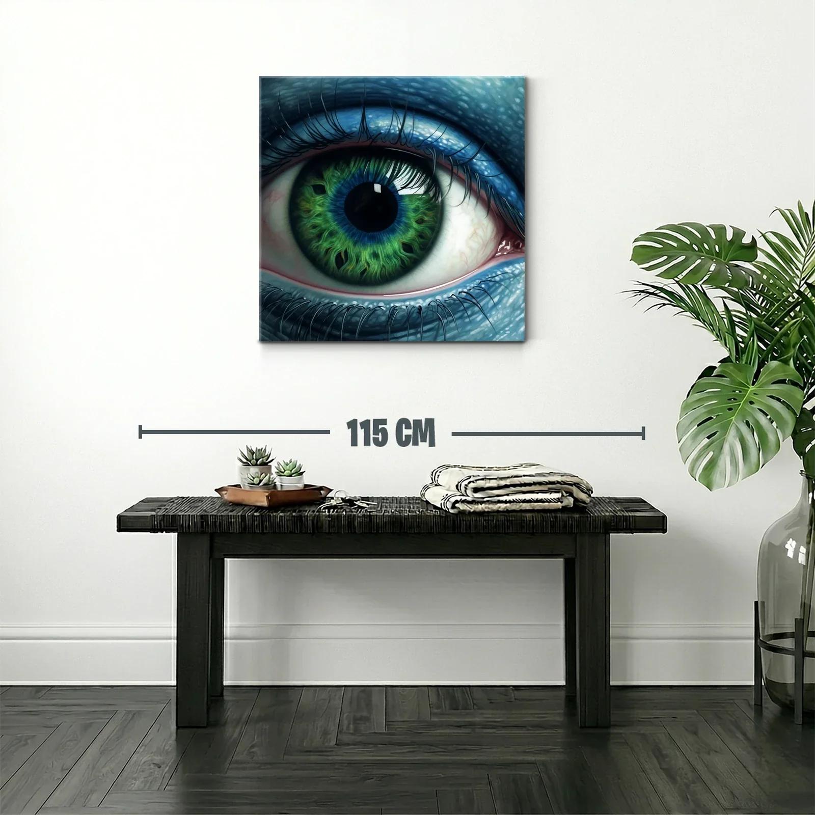 Impactante cuadro con ojo verde y azul en detalle extremo — miniatura 2