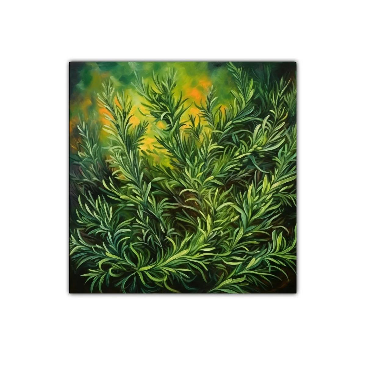 Cuadro Vegetal con Follaje Verde y Tonos Cálidos — imagen principal