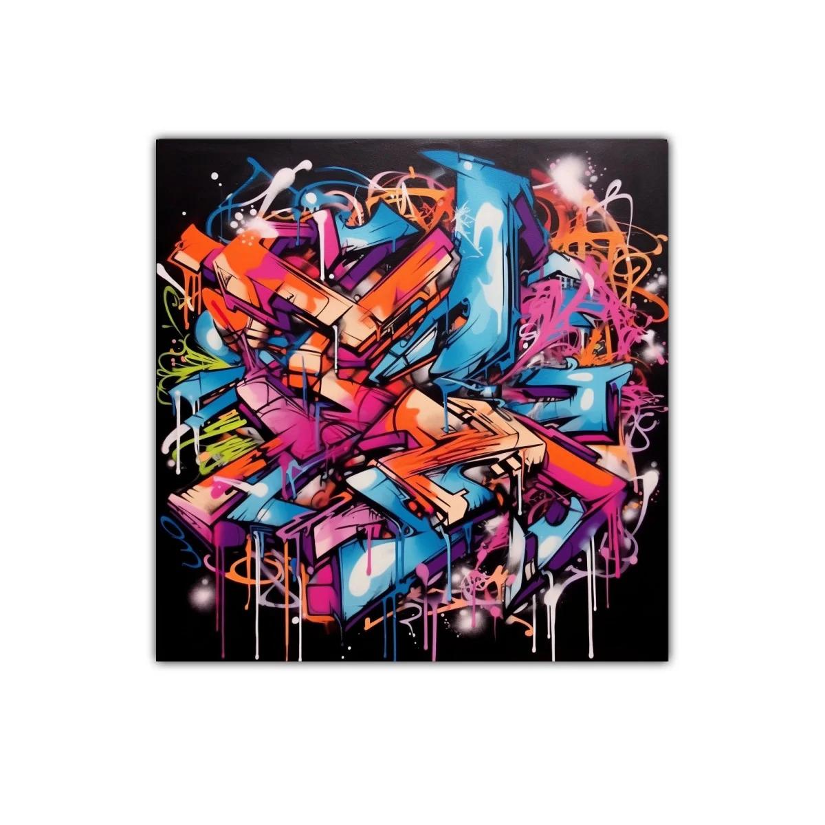 Cuadro decorativo arte urbano multicolor vibrante y dinámico