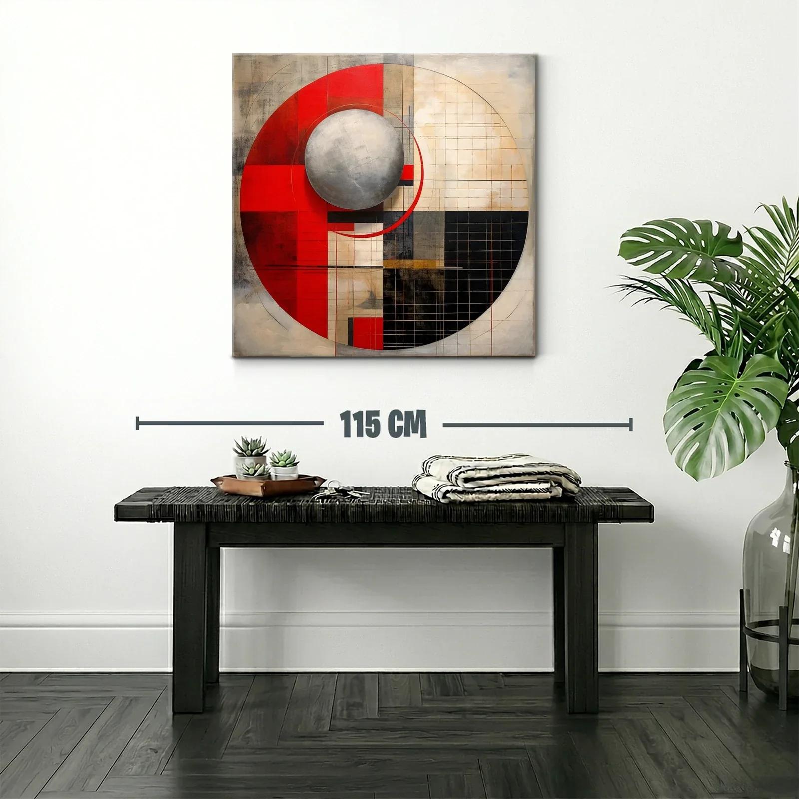 Composición geométrica moderna con esfera metálica y rojos vibrantes — miniatura 2