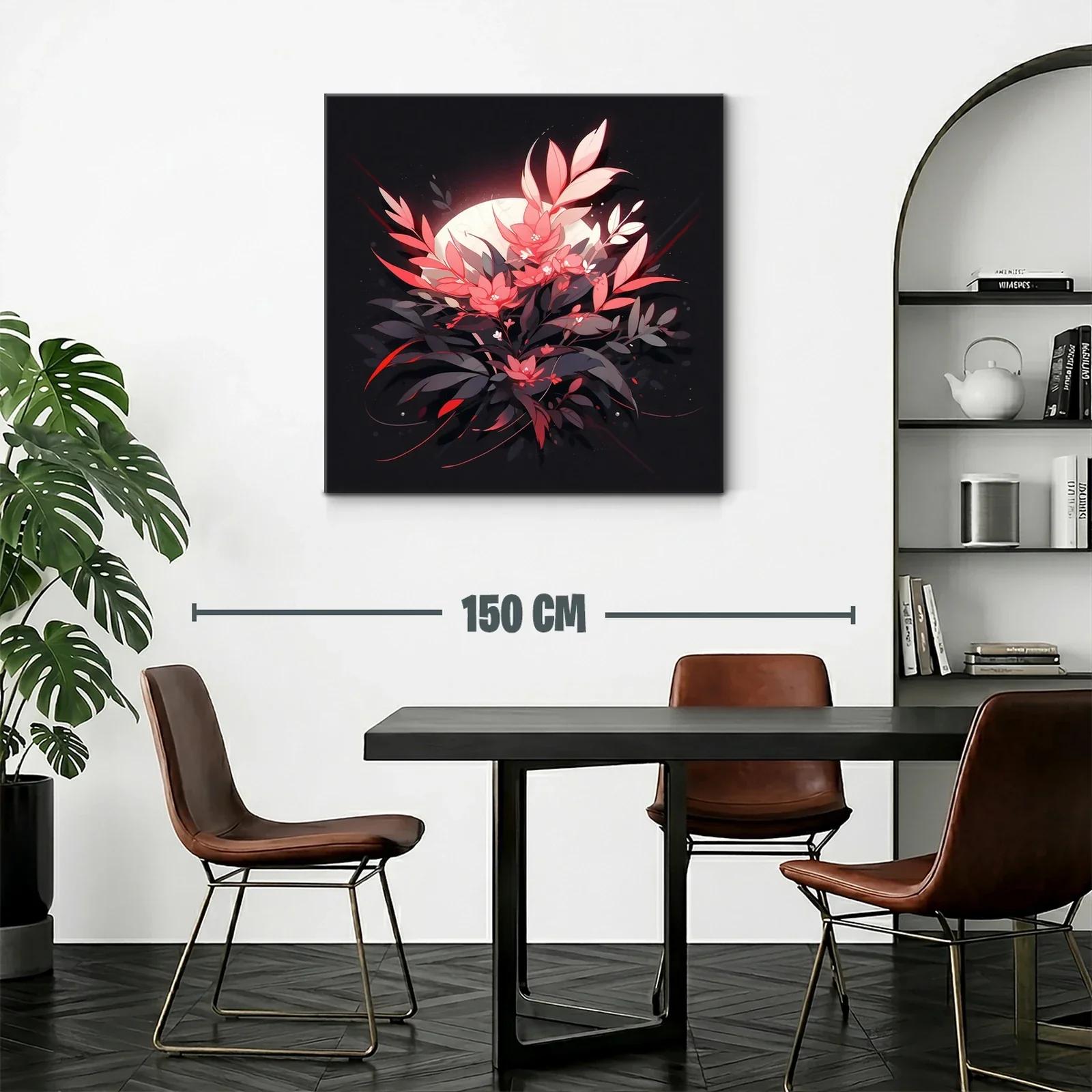 Cuadro floral luminoso con contraste en tonos rojos y negros — miniatura 2