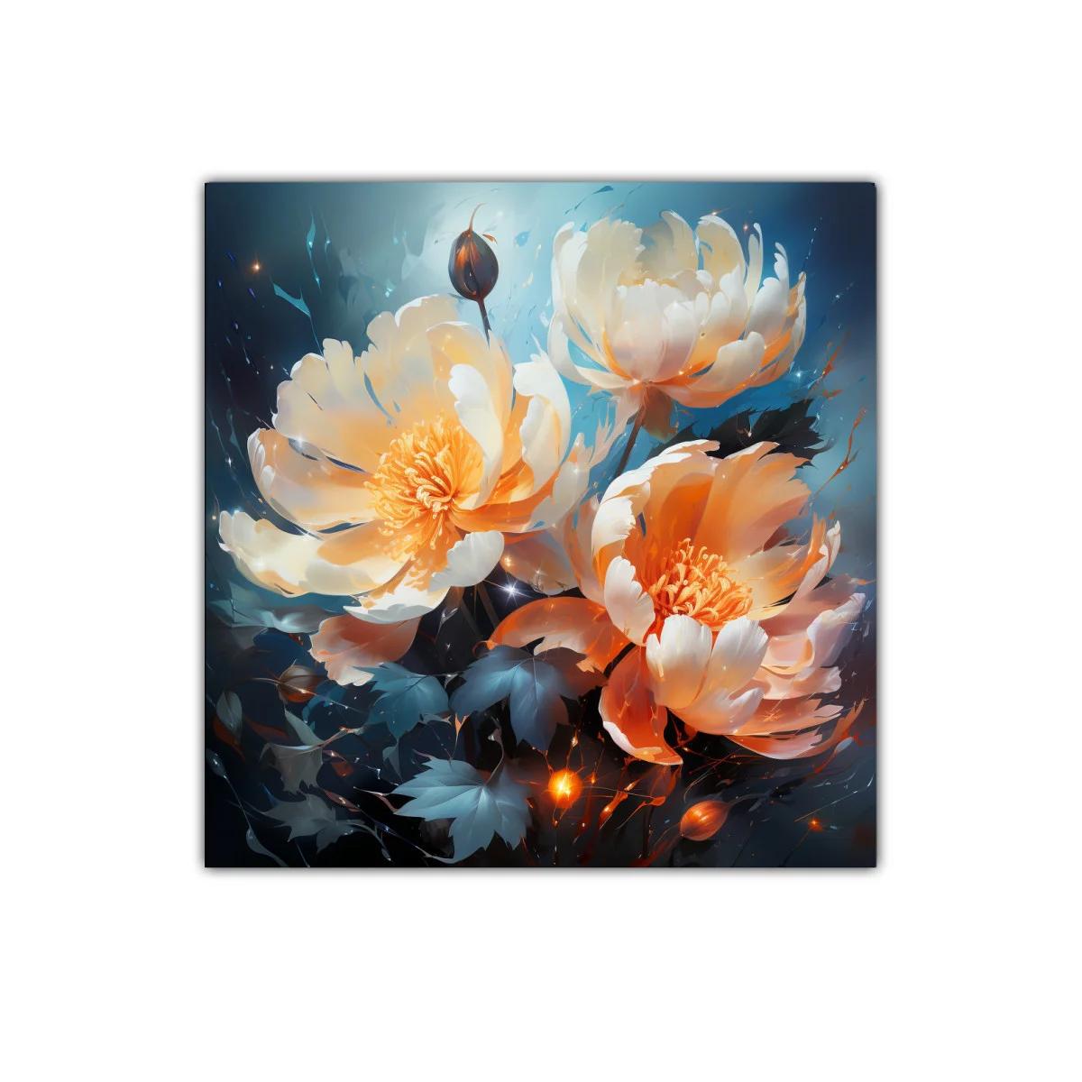 Flores etéreas en tonos cálidos y fríos contrastantes — imagen principal