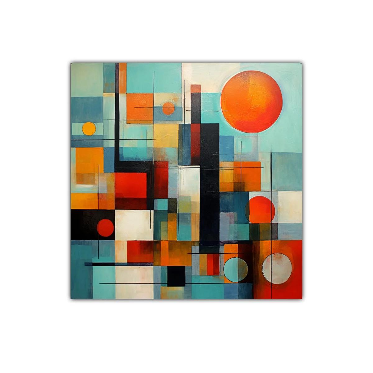 Composición geométrica con contrastes cálidos y fríos — imagen principal