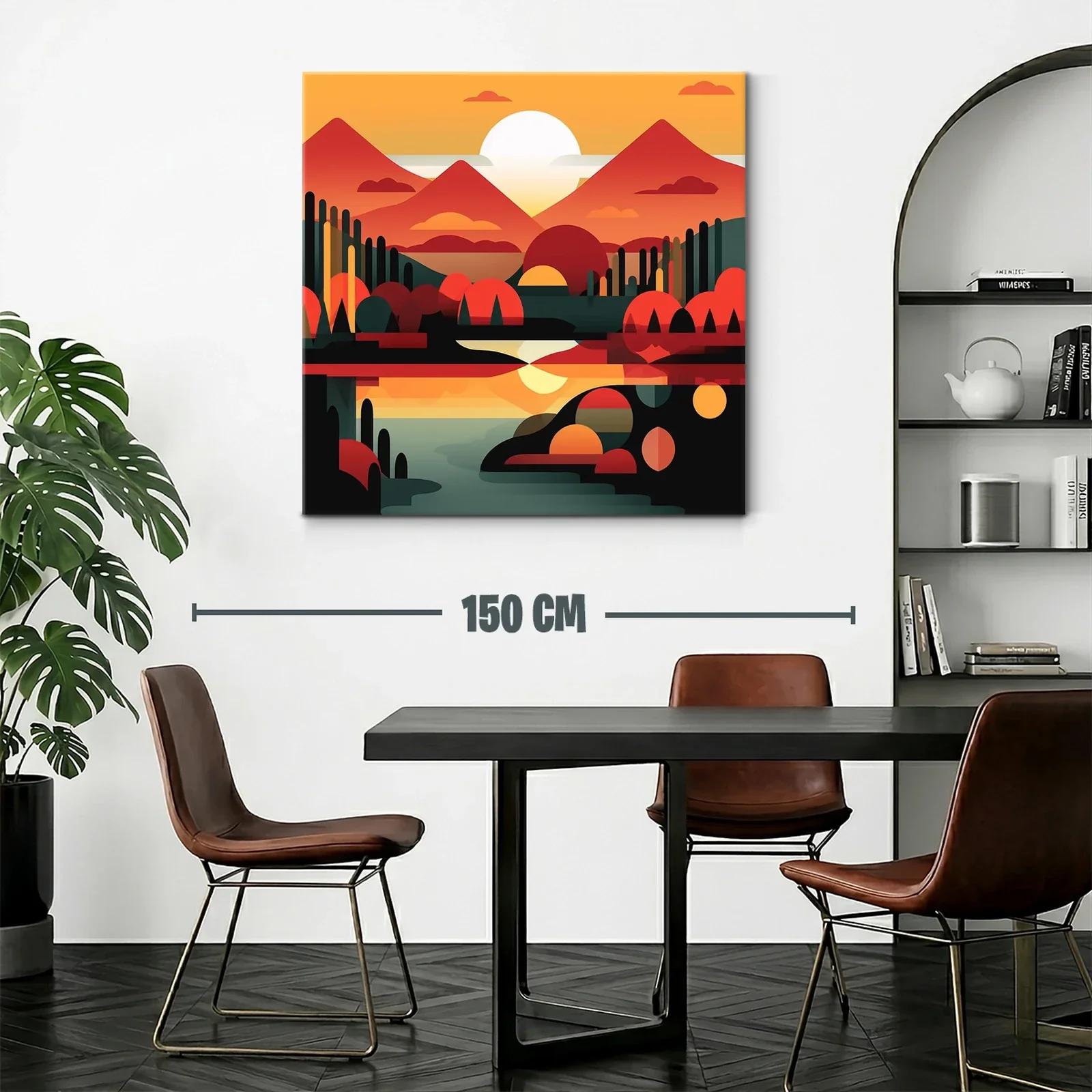 Paisaje geométrico en tonos cálidos al atardecer — miniatura 2
