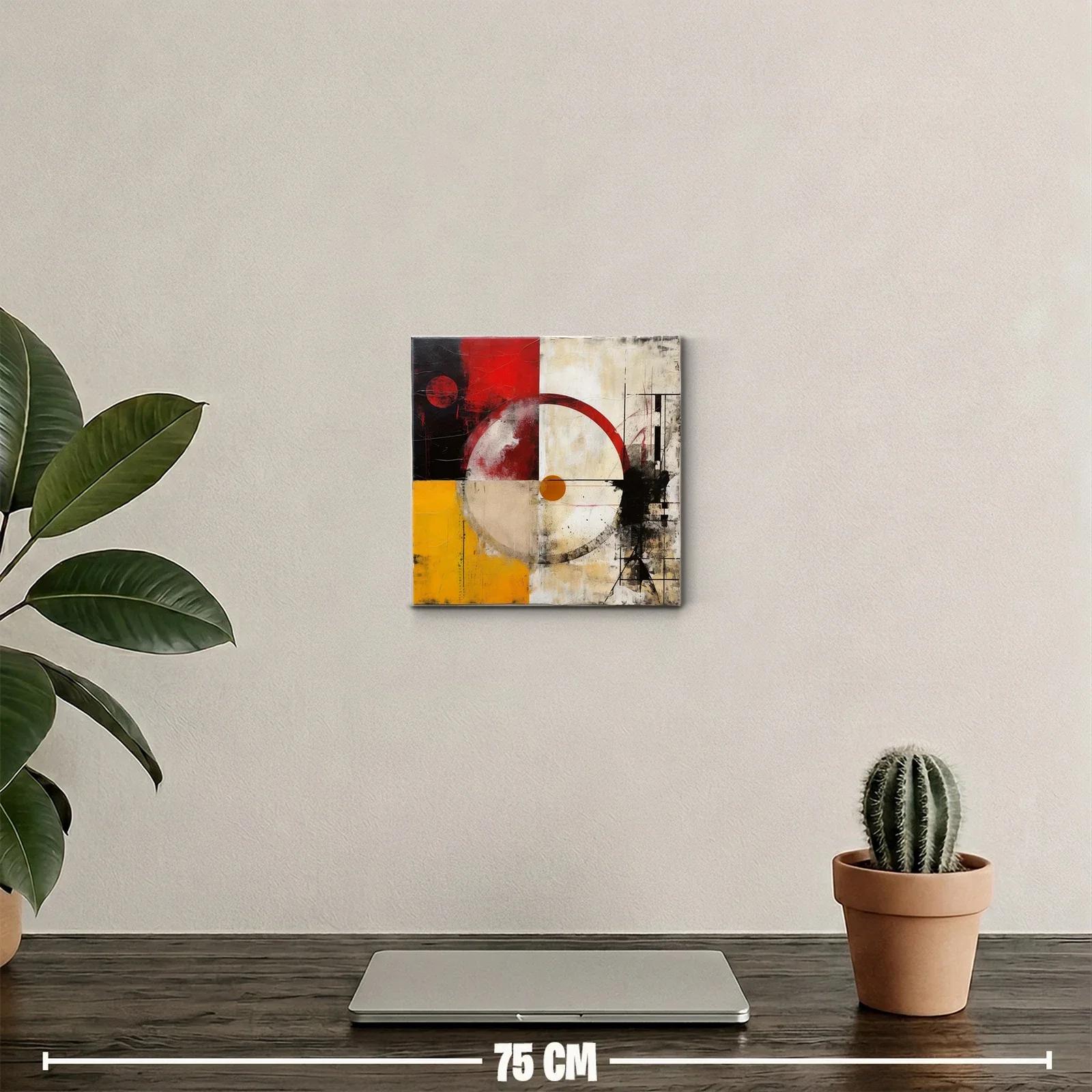 Cuadro decorativo con formas geométricas en tonos cálidos y neutros — miniatura 2
