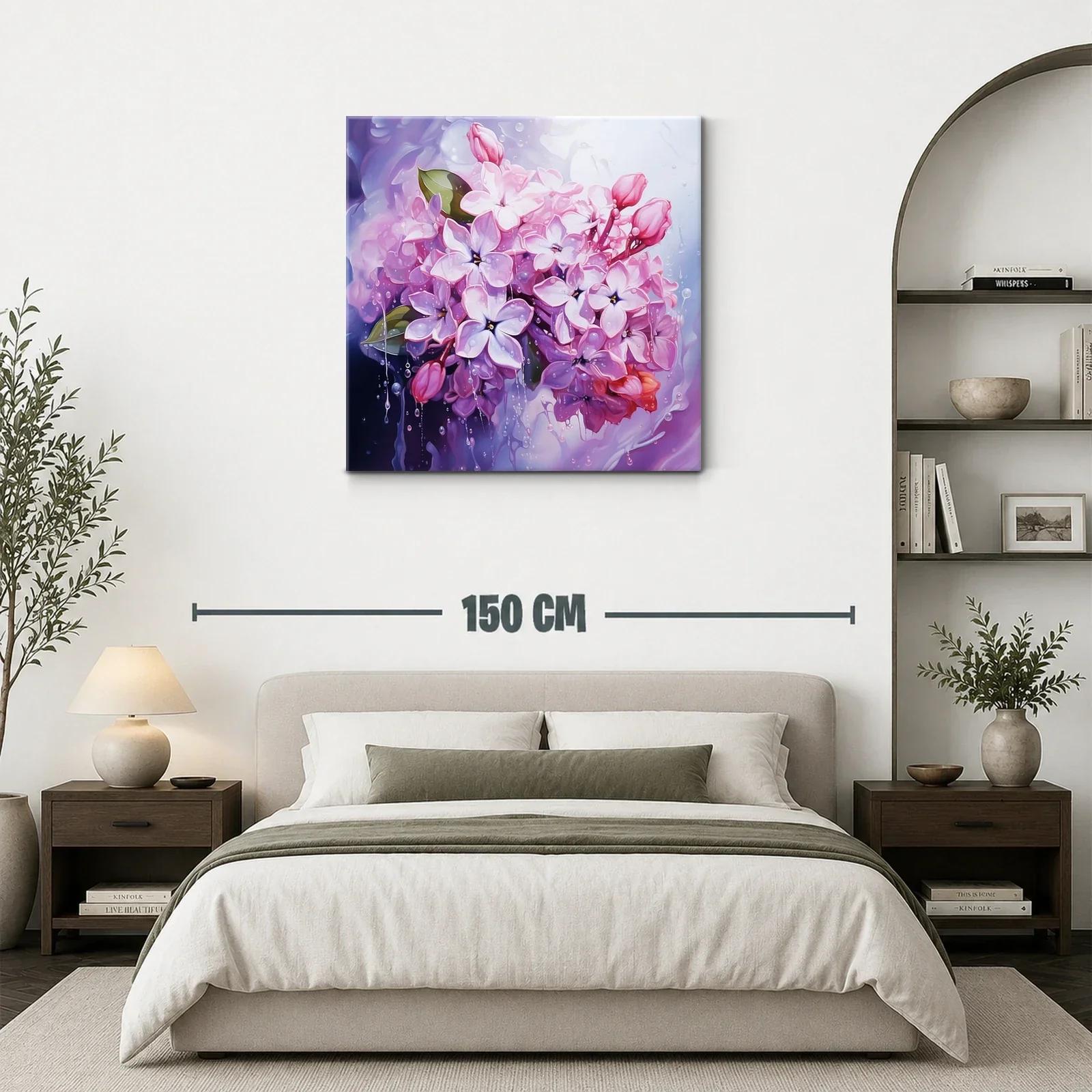 Ramo de flores lilas con gotas de agua brillante — miniatura 3