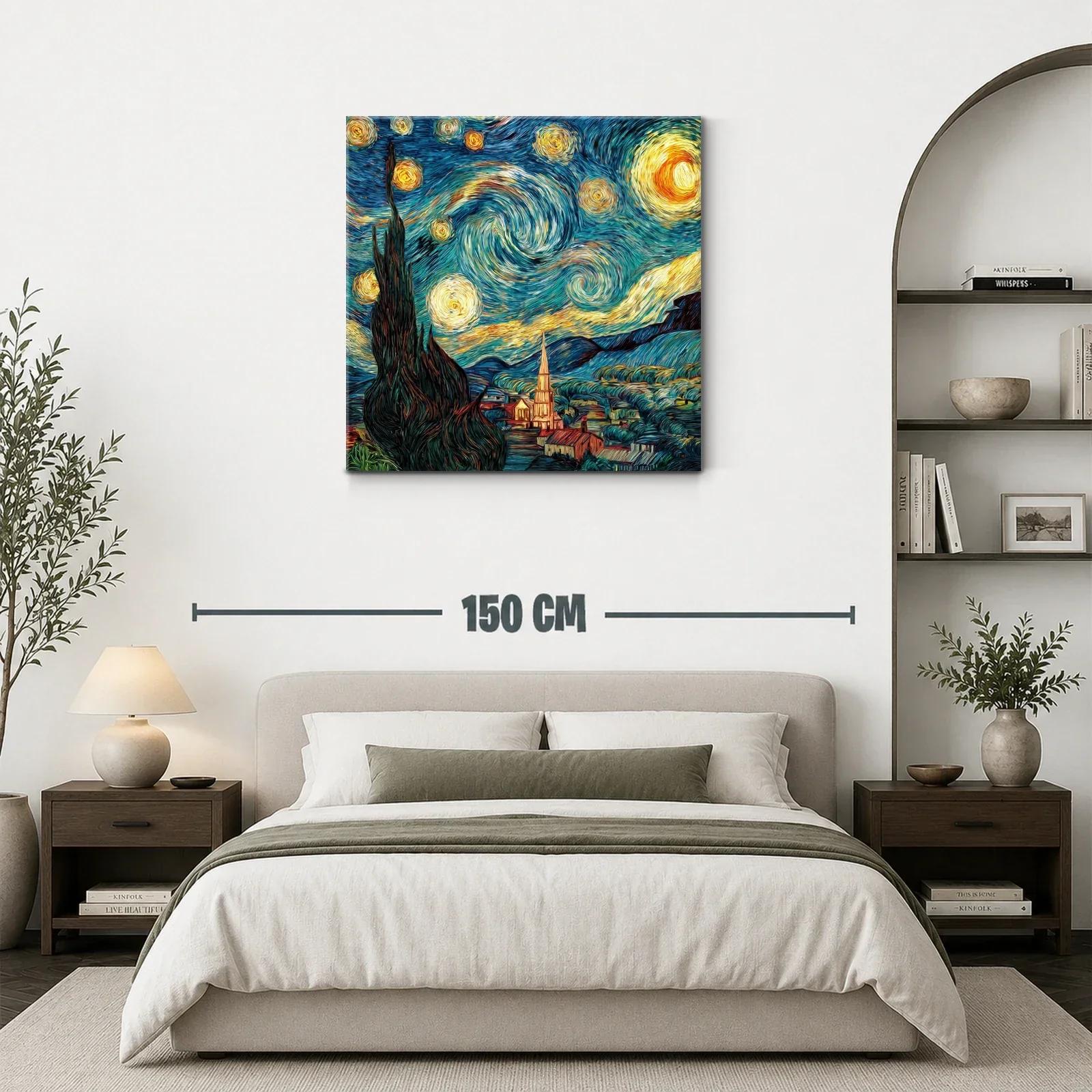 Cuadro inspirado en paisaje nocturno con cielo estrellado vibrante — miniatura 3