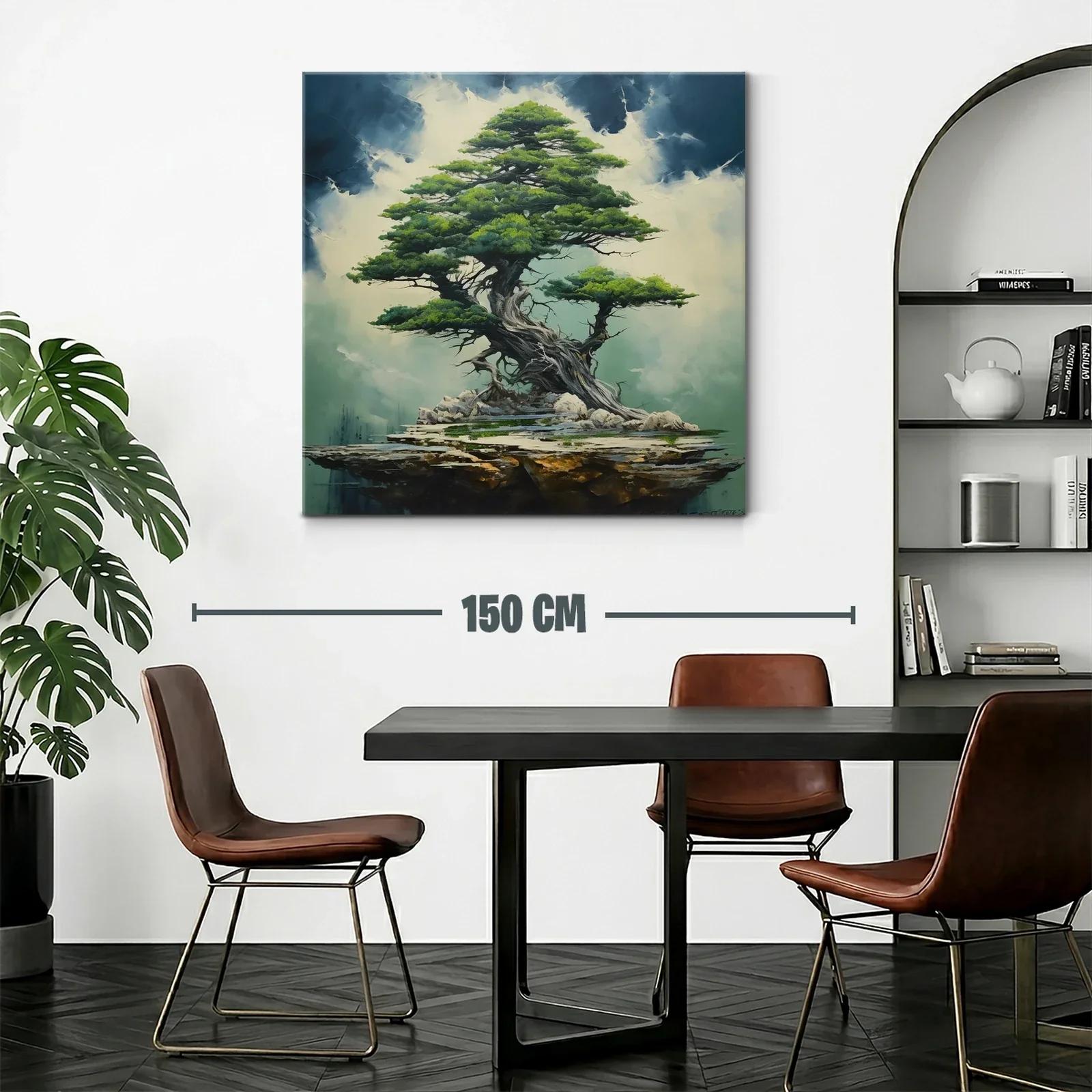 Árbol majestuoso sobre piedra con tonos verdes y azules — miniatura 2