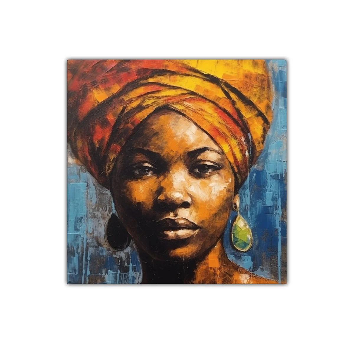 Retrato vibrante de mujer con turbante colorido — imagen principal