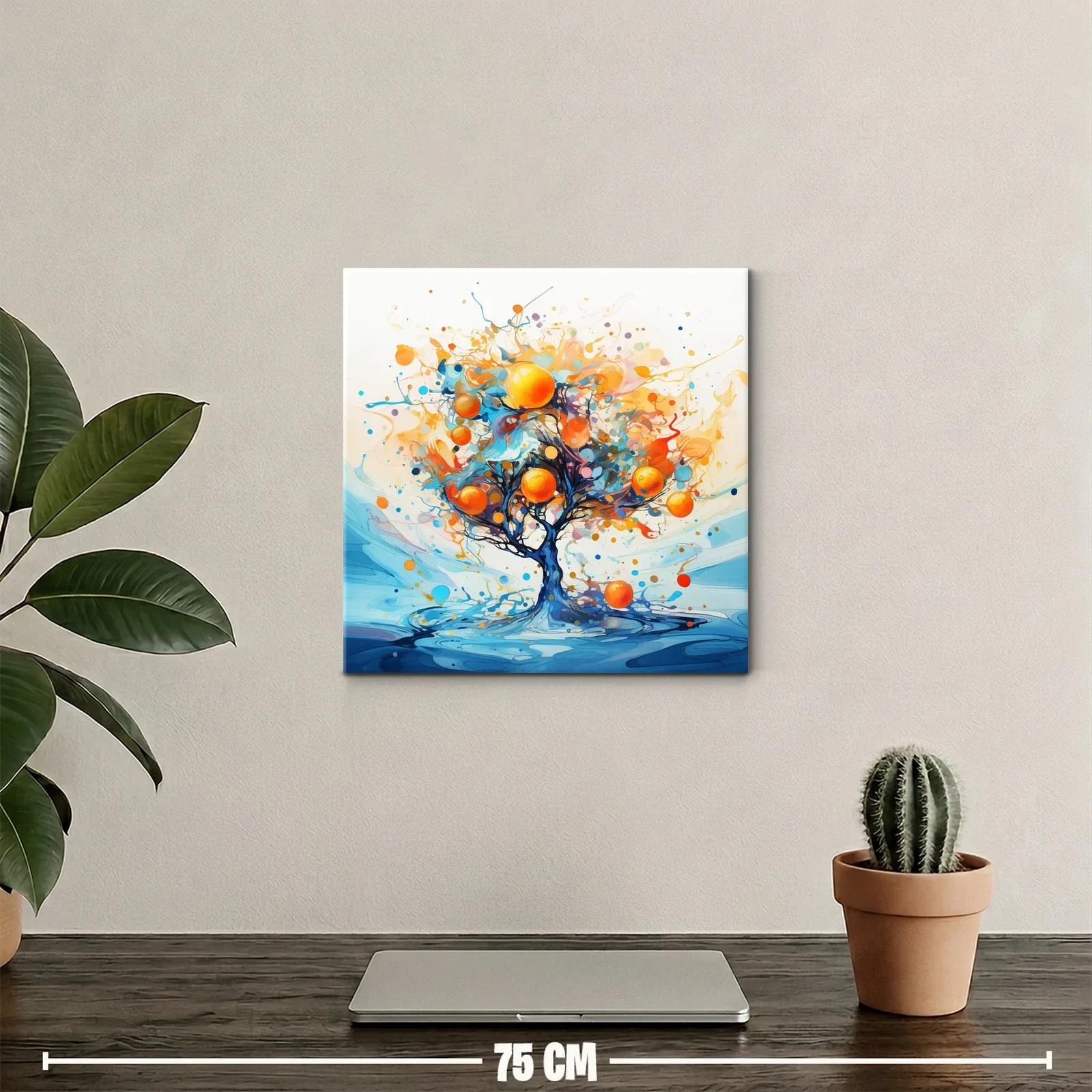 Árbol vibrante con frutos anaranjados sobre fondo azul — miniatura 2