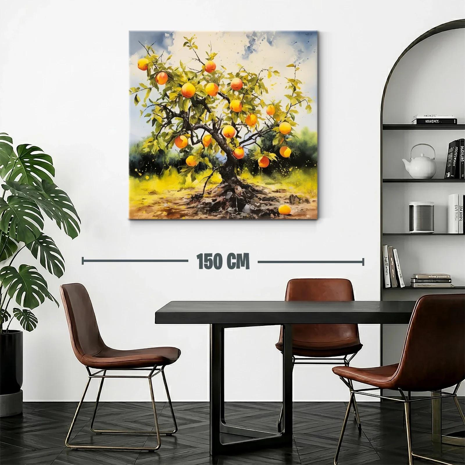 Árbol frutal con melocotones en vibrante paisaje natural — miniatura 2