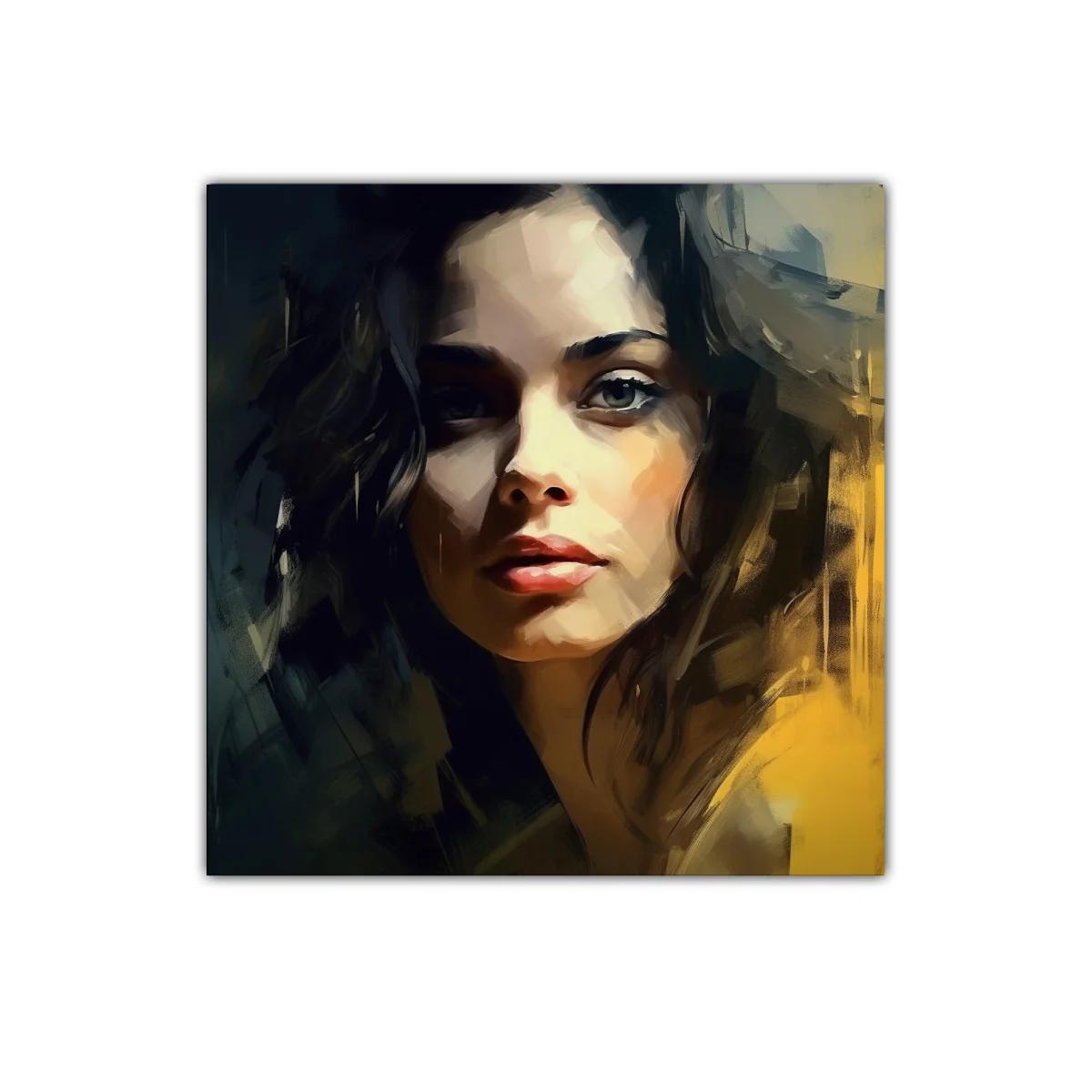 Retrato femenino con luz y sombra en tonos cálidos — imagen principal