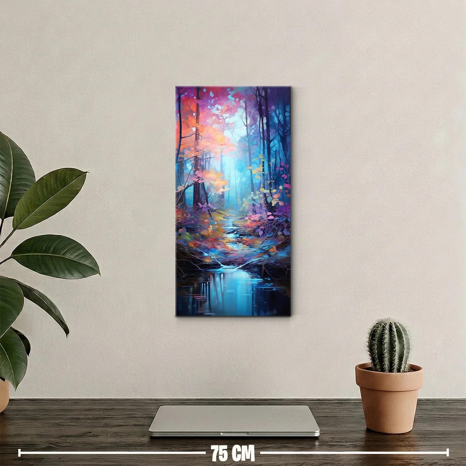 Cuadro bosque con arroyo y reflejo azul — miniatura 2