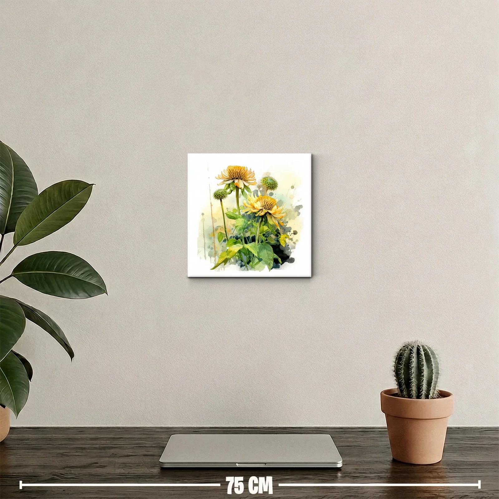 Cuadro decorativo con delicadas flores amarillas y verdes — miniatura 2