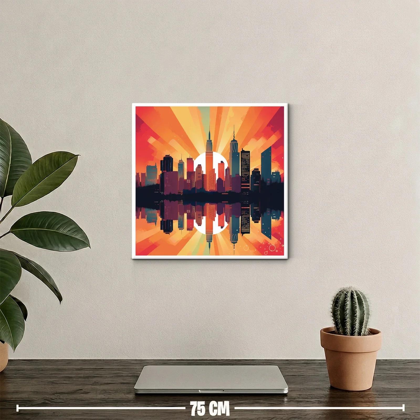 Atardecer urbano con reflejo sobre el agua vibrante — miniatura 2