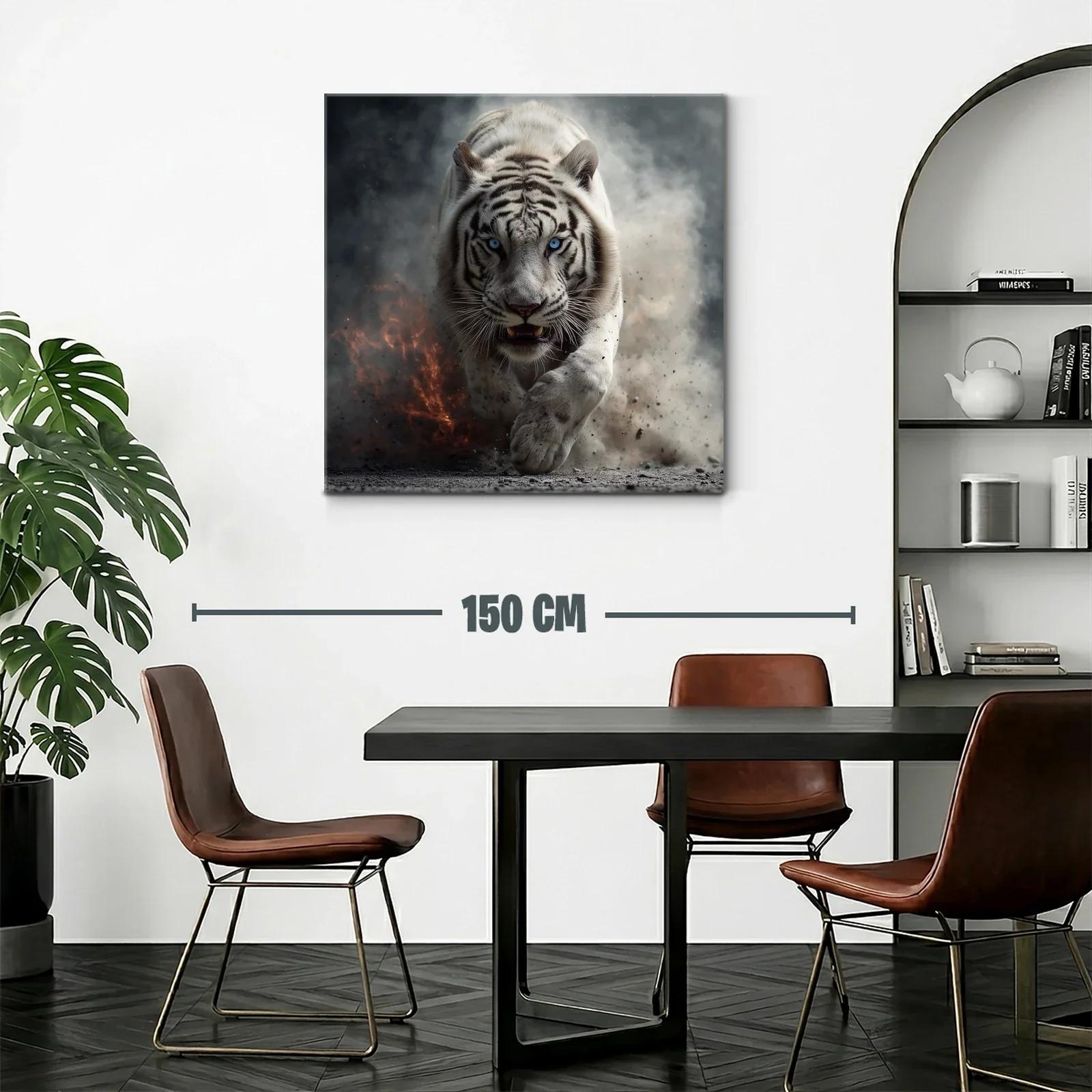 Impresionante tigre blanco en movimiento con mirada penetrante — miniatura 2